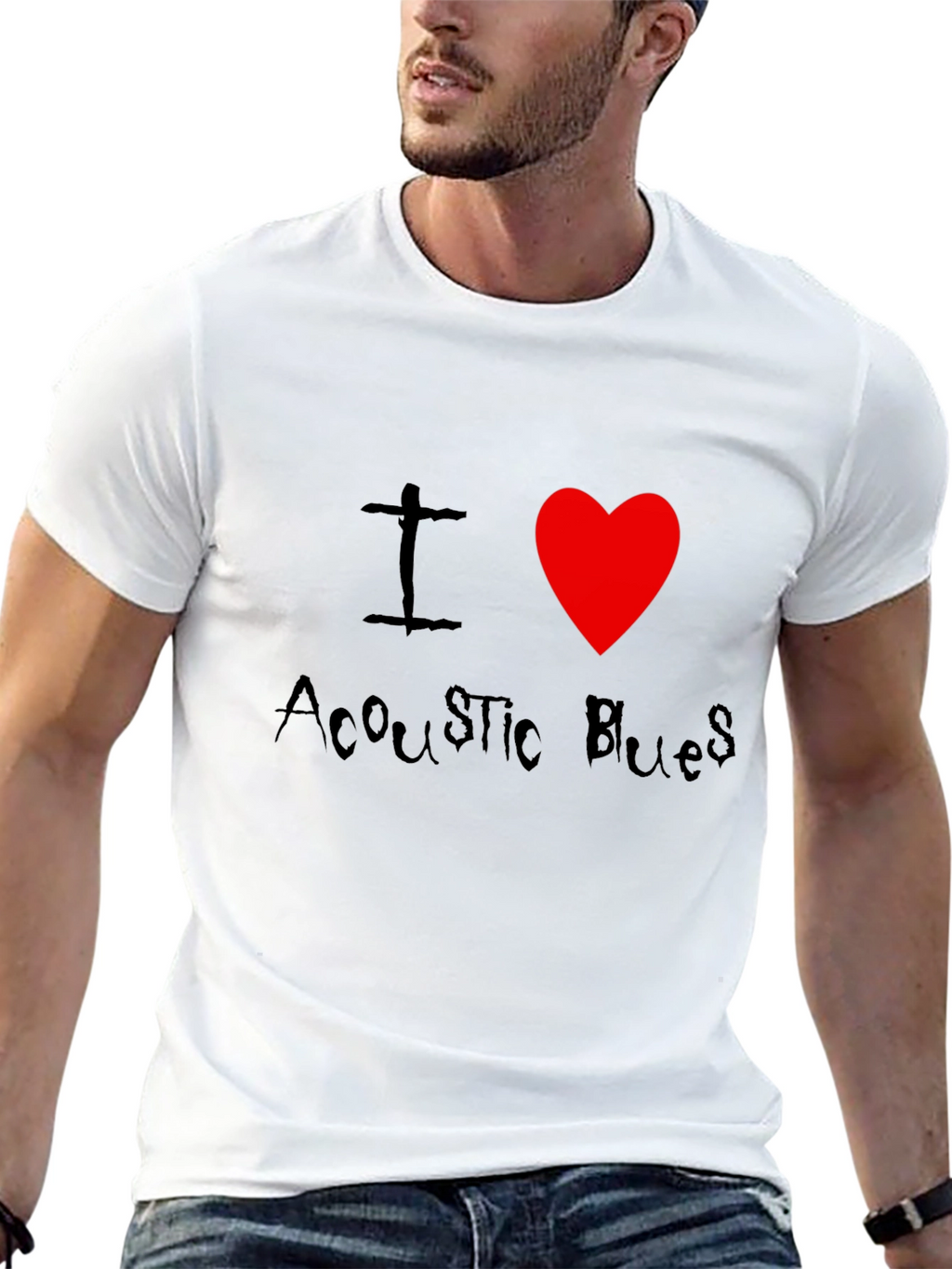 I Heart Acoustic Blues Graphic Tee - Black