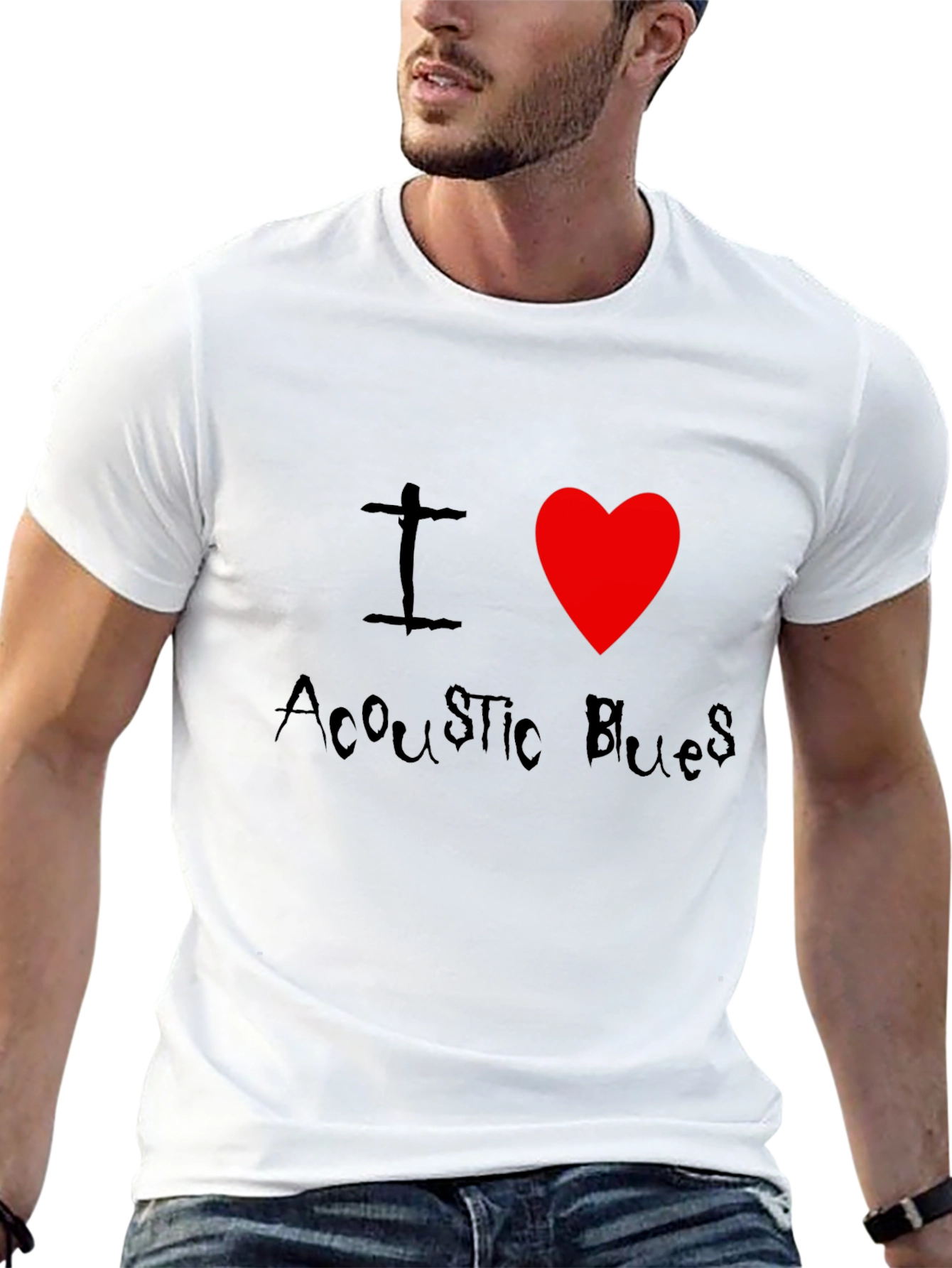I Heart Acoustic Blues Graphic Tee - Black