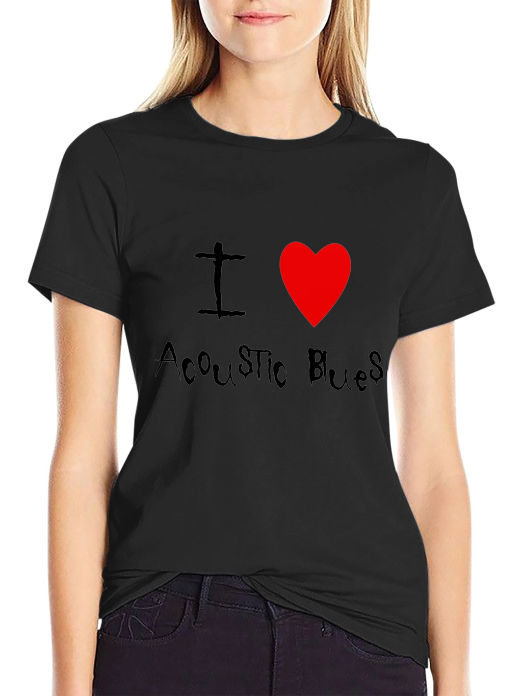 I Heart Acoustic Blues Graphic Tee - Black