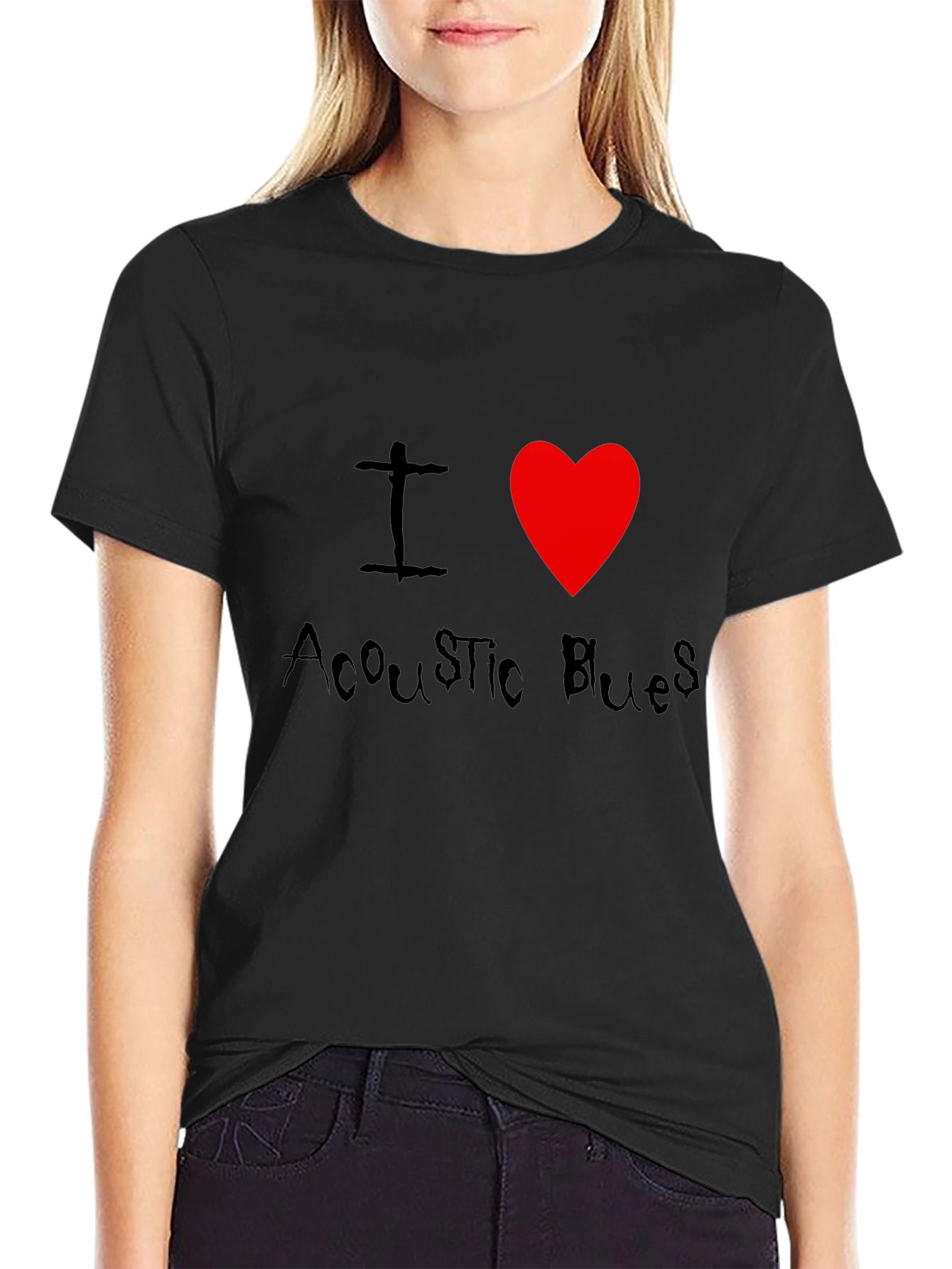 I Heart Acoustic Blues Graphic Tee - Black