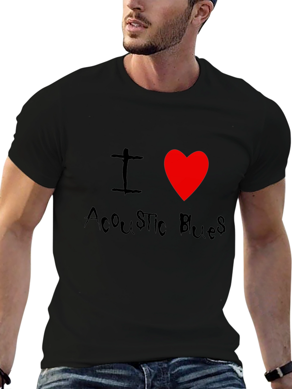 I Heart Acoustic Blues Graphic Tee - Black