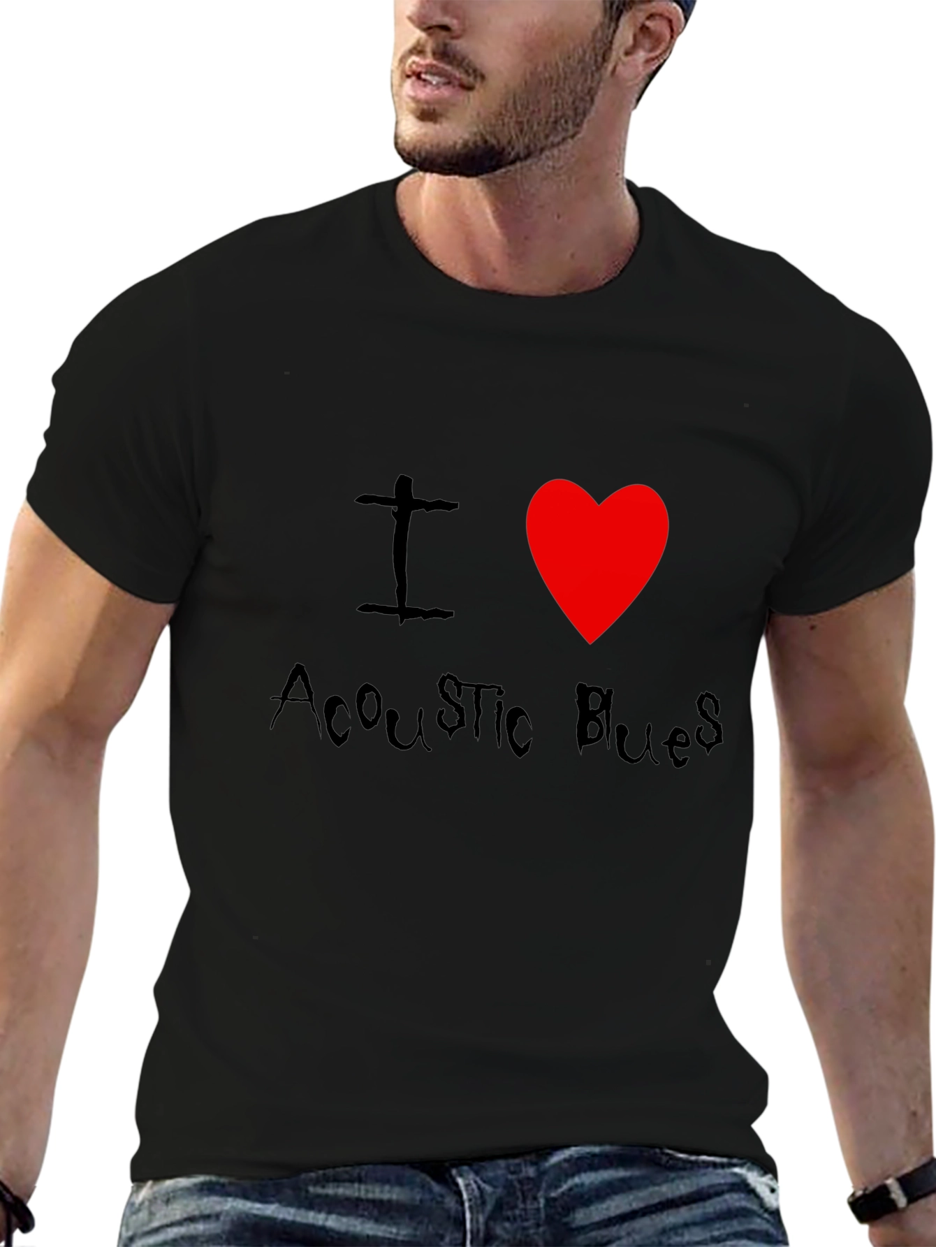 I Heart Acoustic Blues Graphic Tee - Black