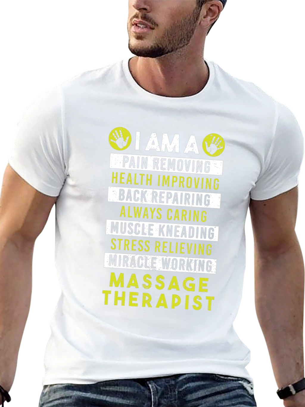 Massage Therapist T-Shirt: Pain Removing Muscle Kneading