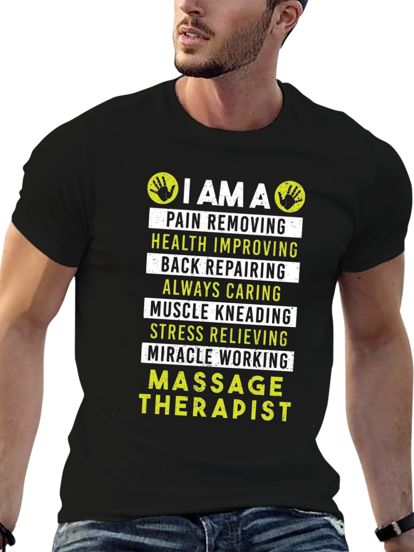 Massage Therapist T-Shirt: Pain Removing Muscle Kneading