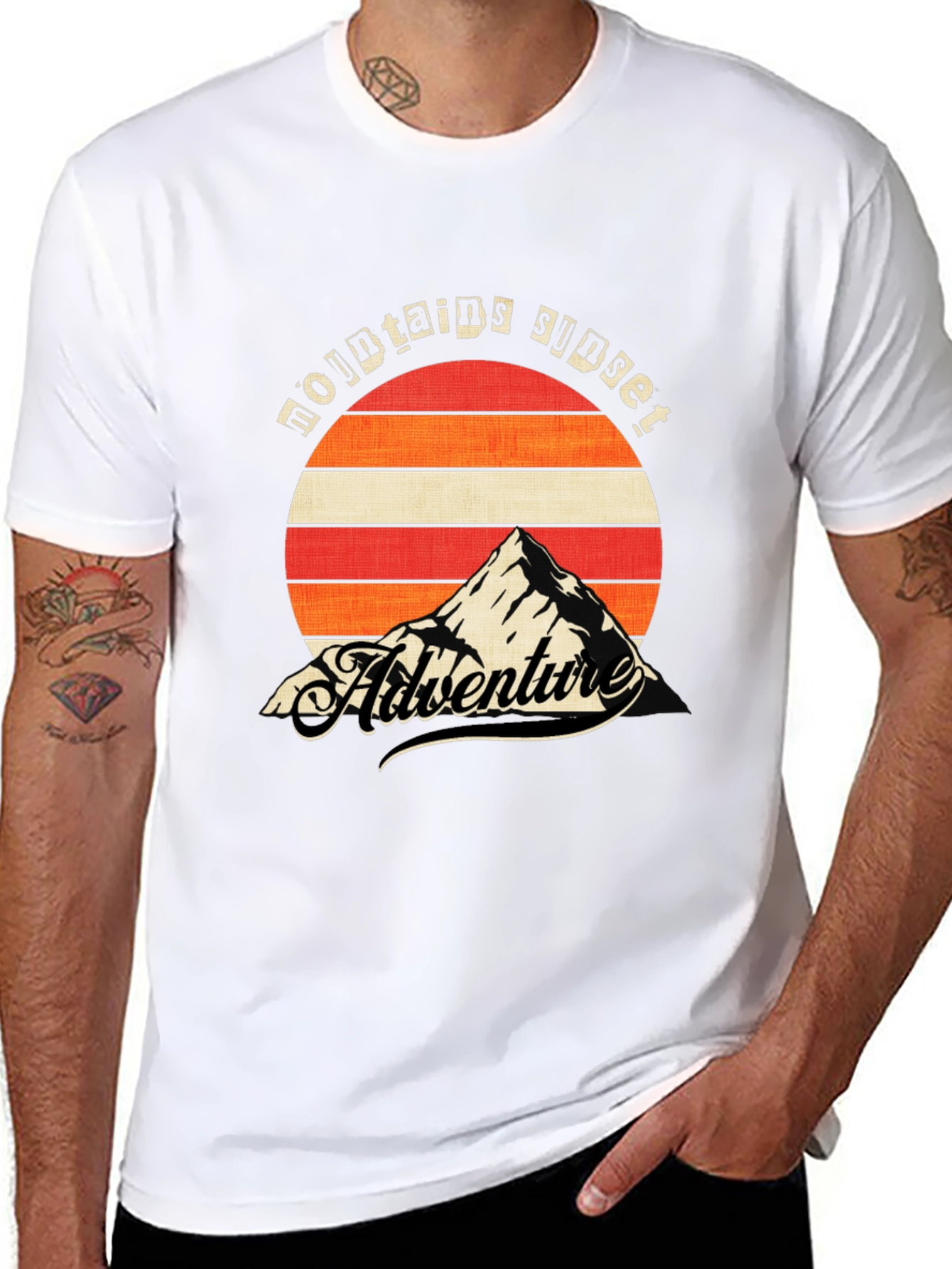 Mountains Sunset Adventure Black T-Shirt