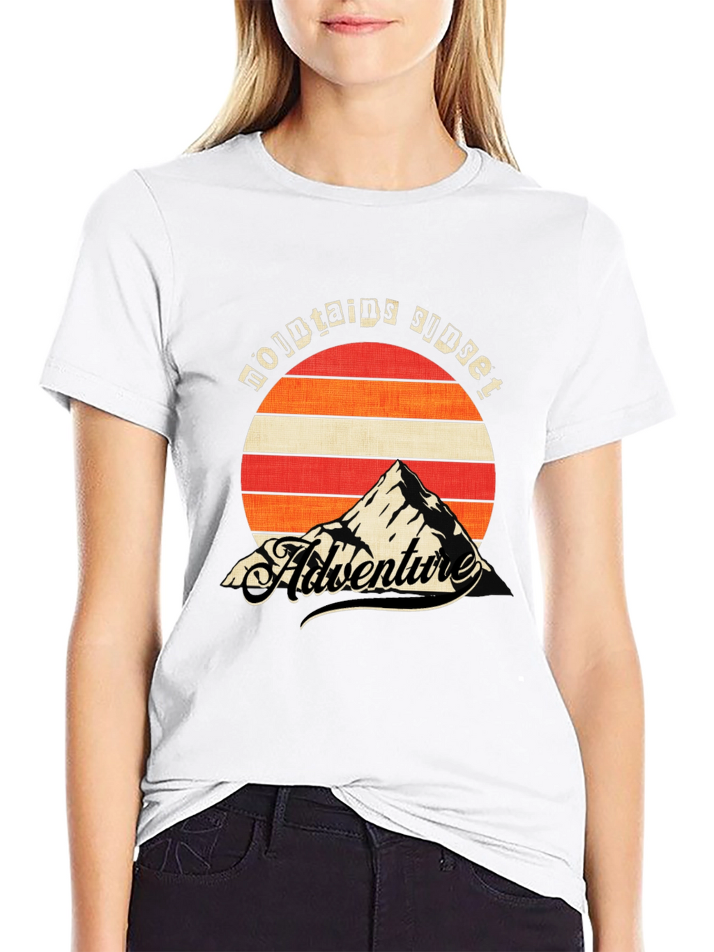 Mountains Sunset Adventure Black T-Shirt