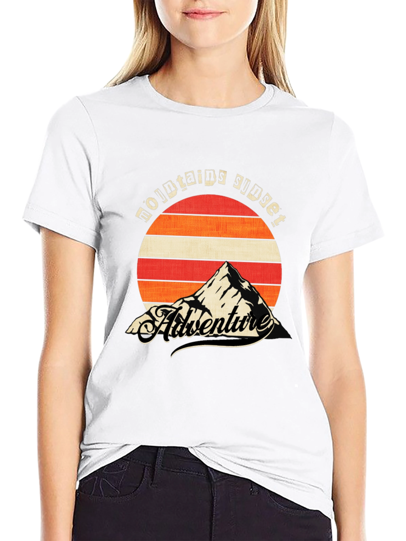 Mountains Sunset Adventure Black T-Shirt