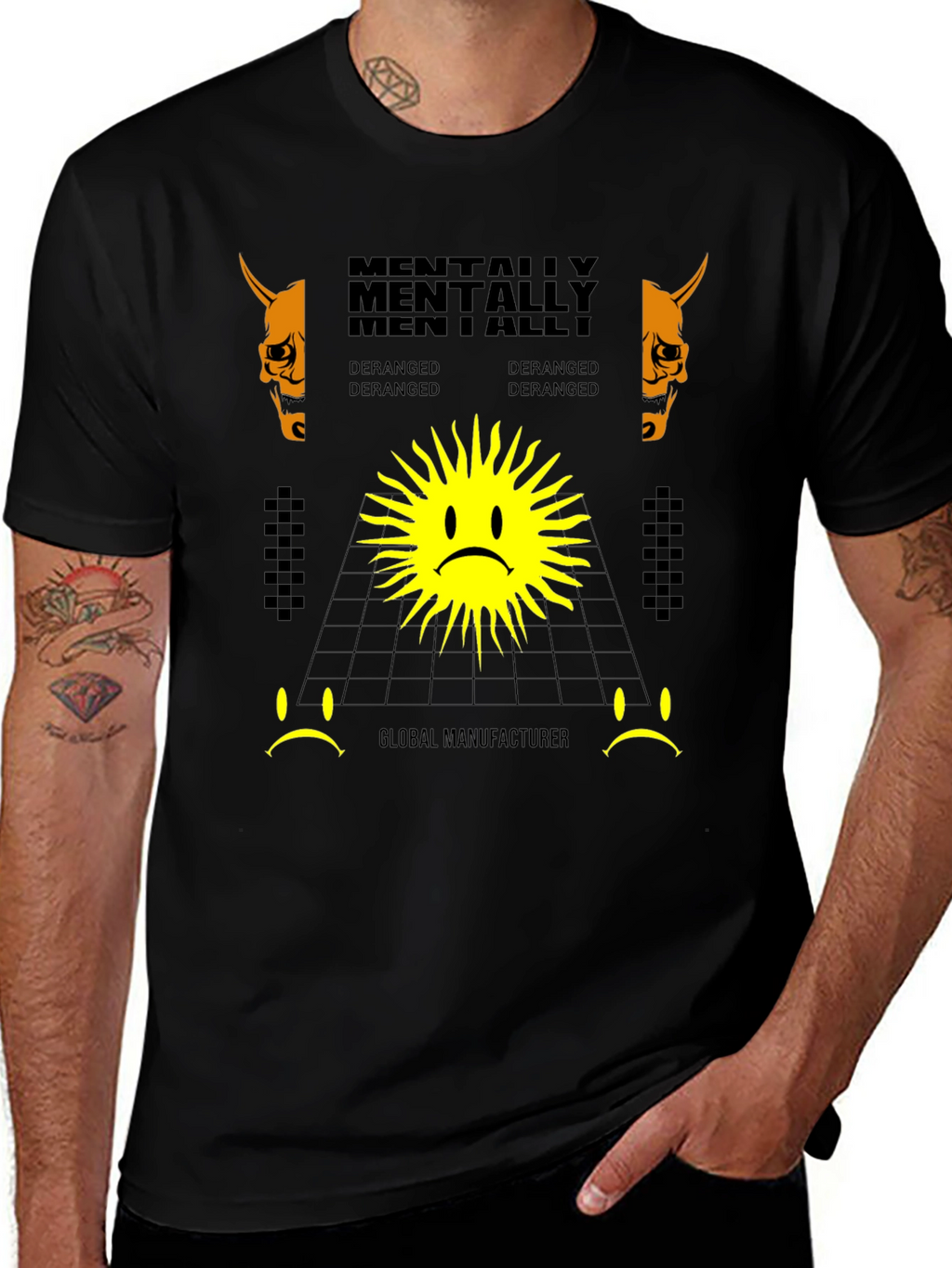 Mentally Deranged Graphic Print Black T-Shirt