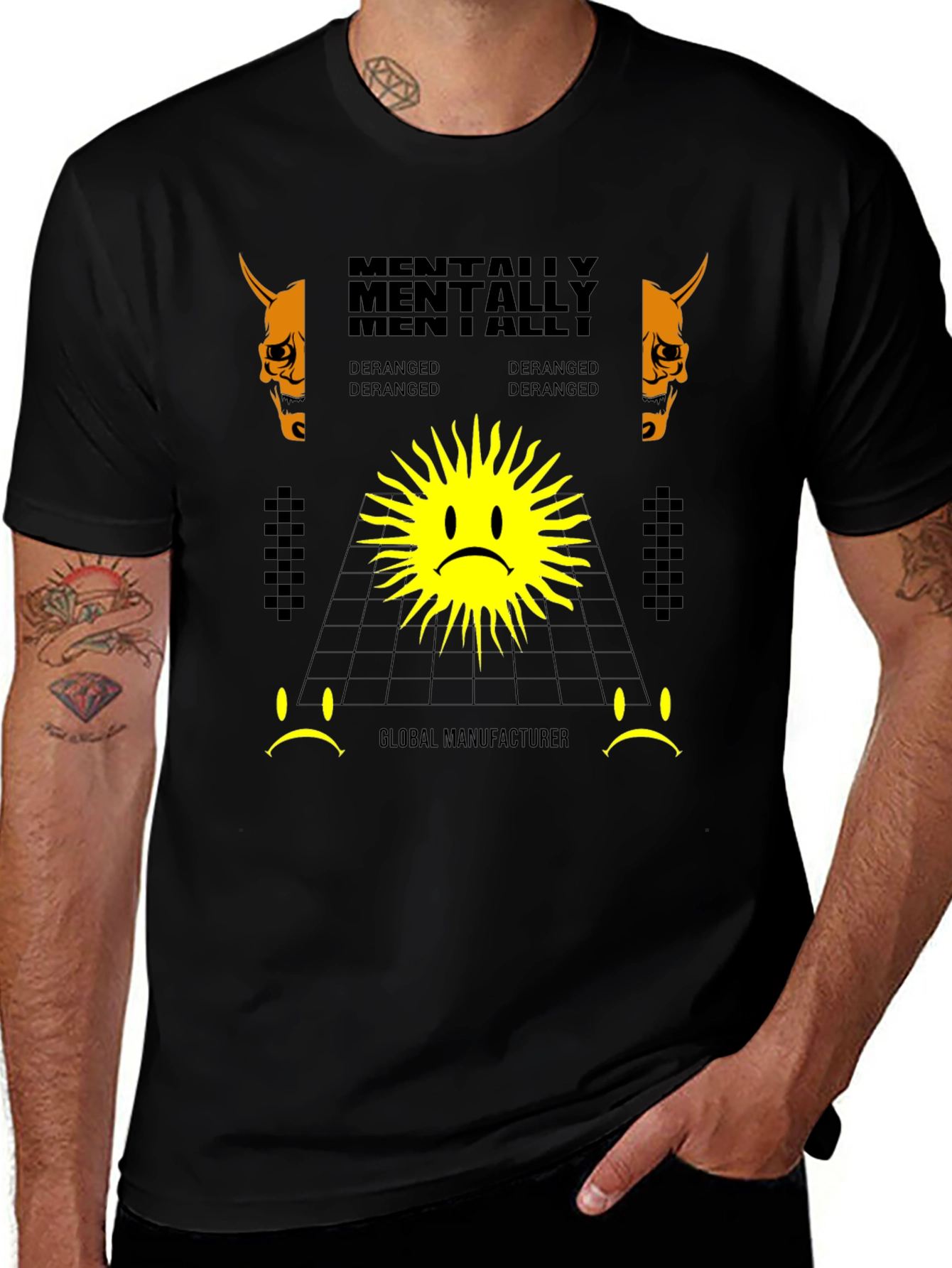 Mentally Deranged Graphic Print Black T-Shirt