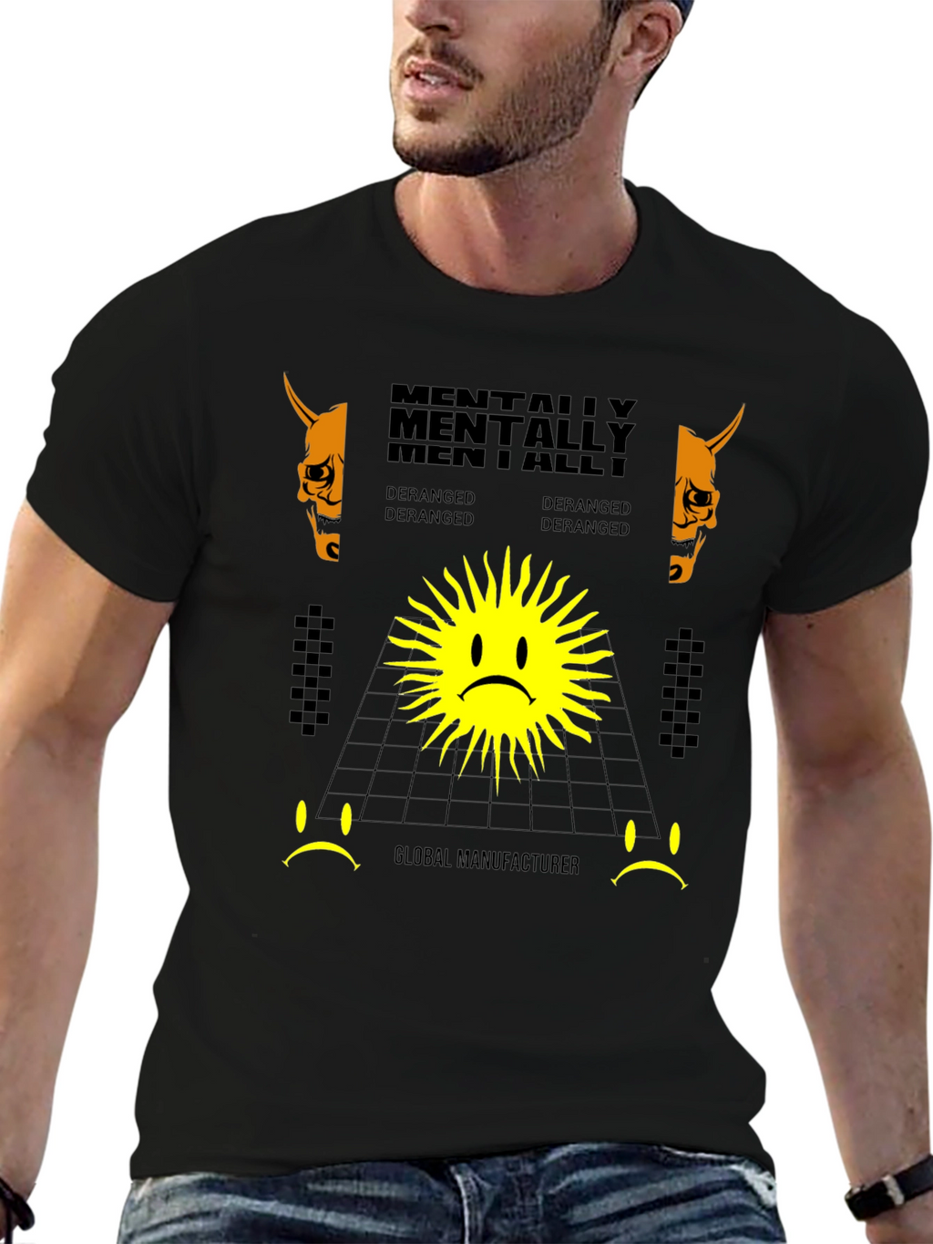 Mentally Deranged Graphic Print Black T-Shirt