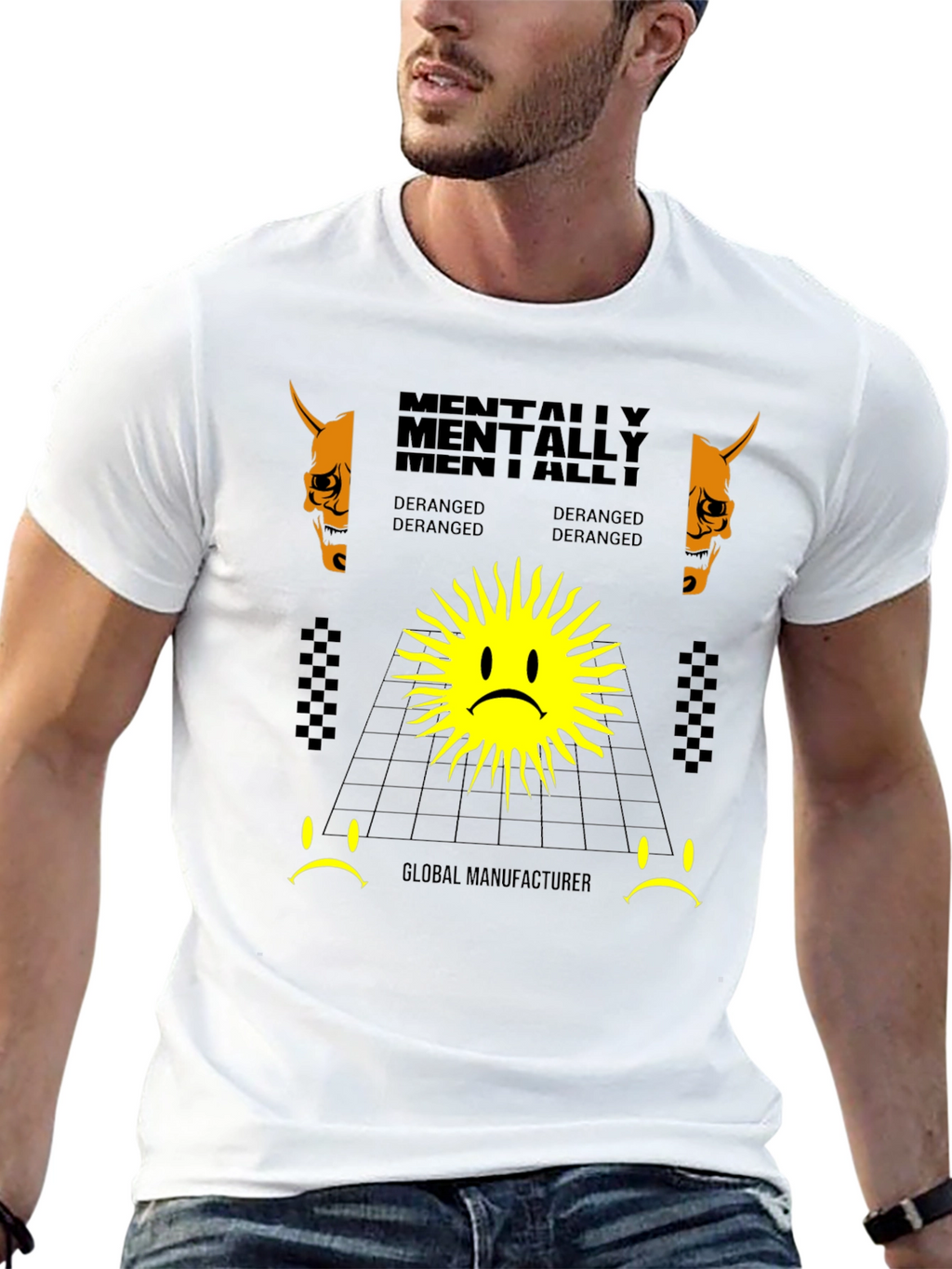 Mentally Deranged Graphic Print Black T-Shirt