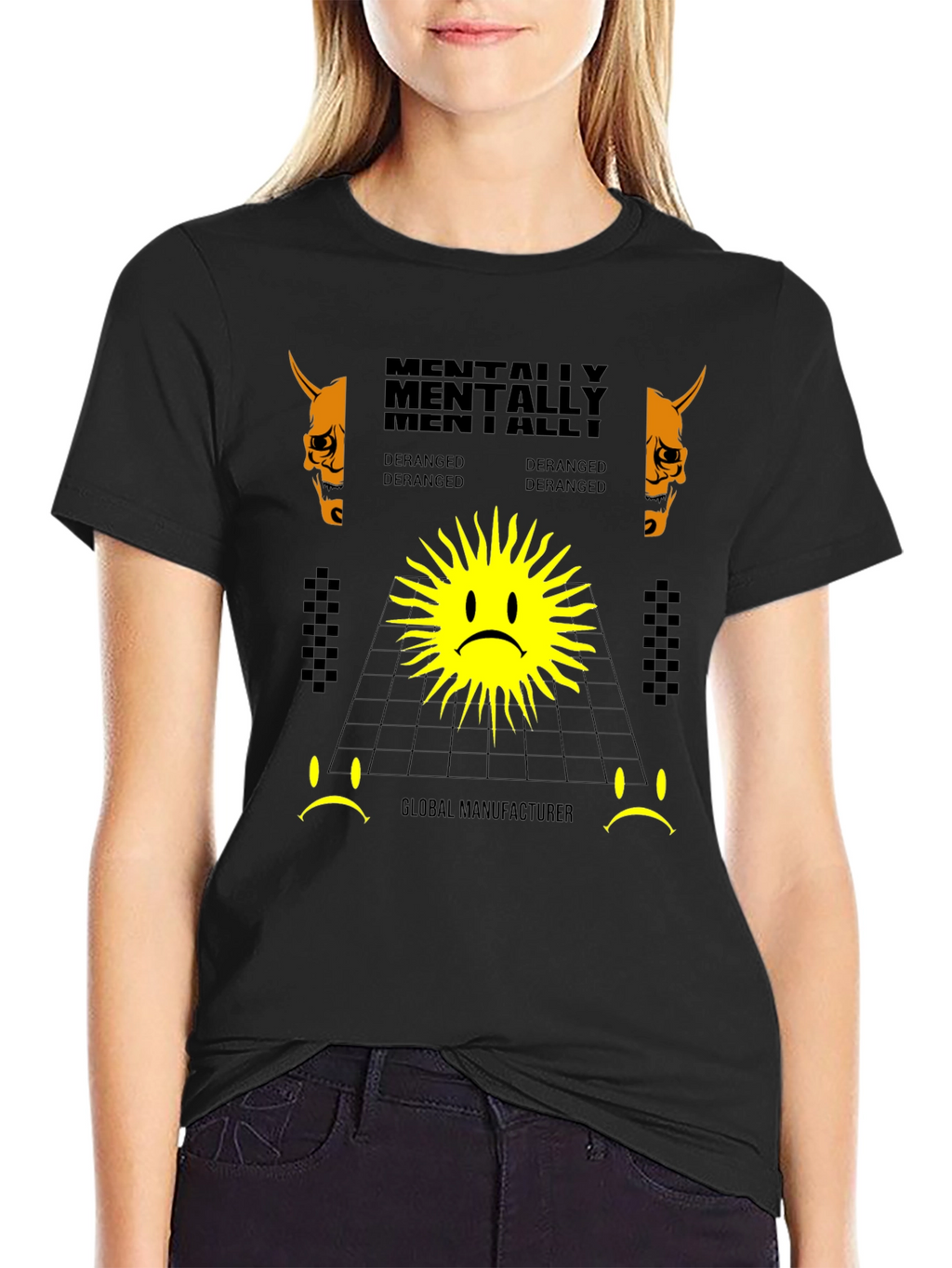 Mentally Deranged Graphic Print Black T-Shirt