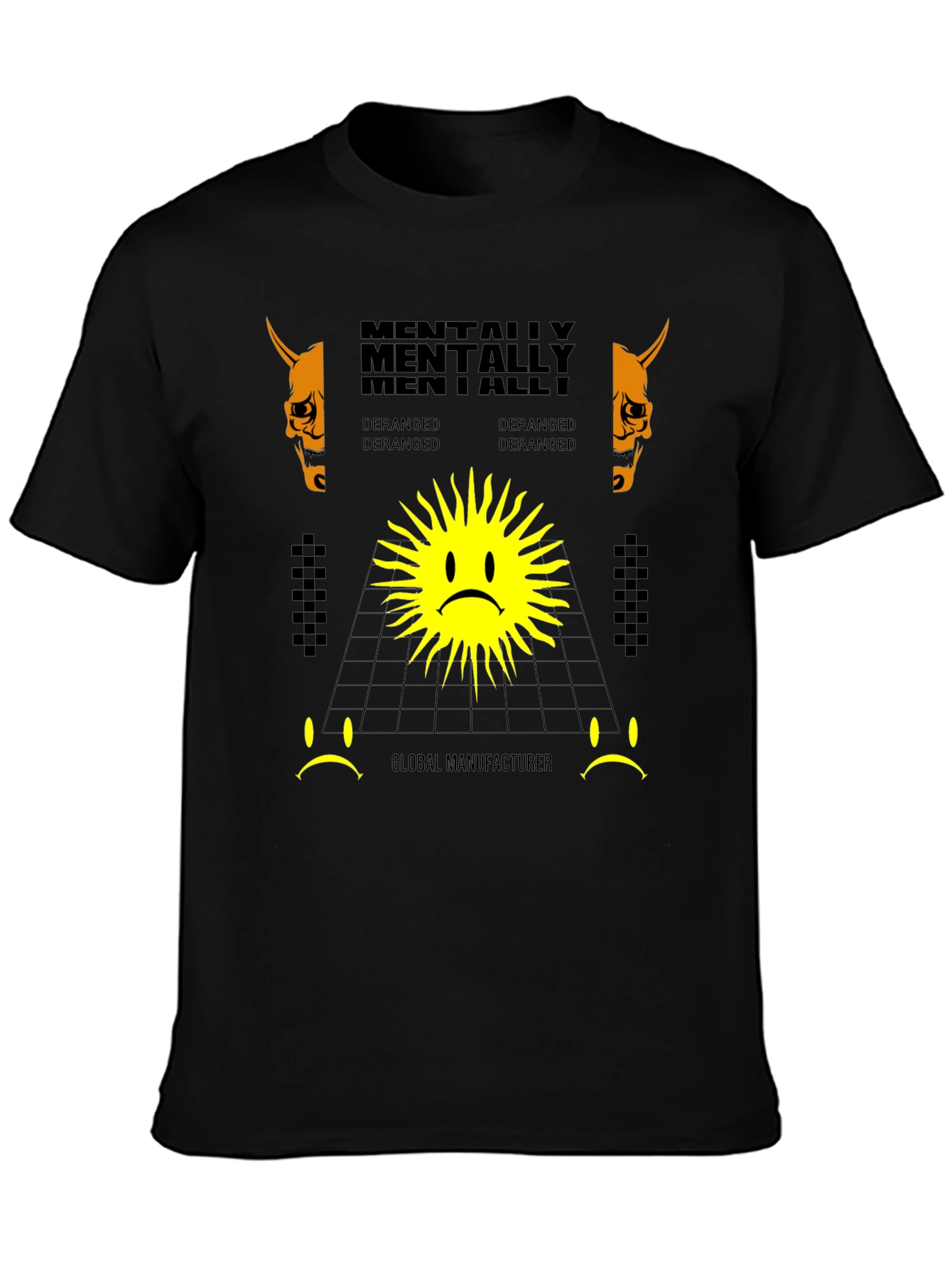 Mentally Deranged Graphic Print Black T-Shirt