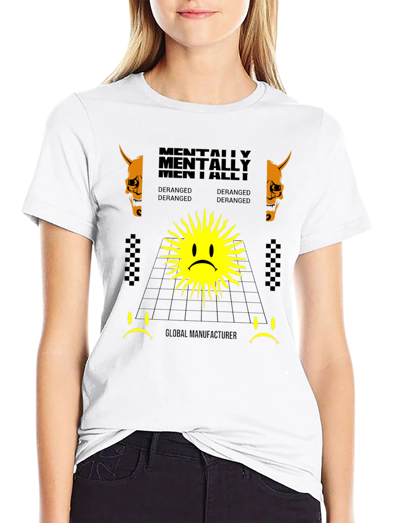 Mentally Deranged Graphic Print Black T-Shirt