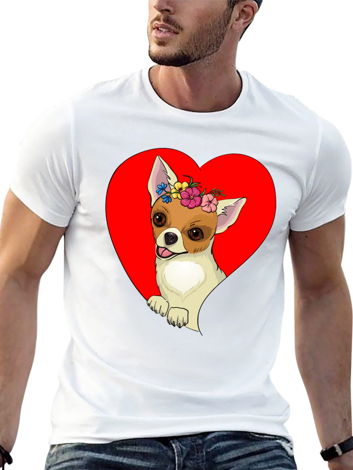 Chihuahua Heart Flower Crown Graphic Tee