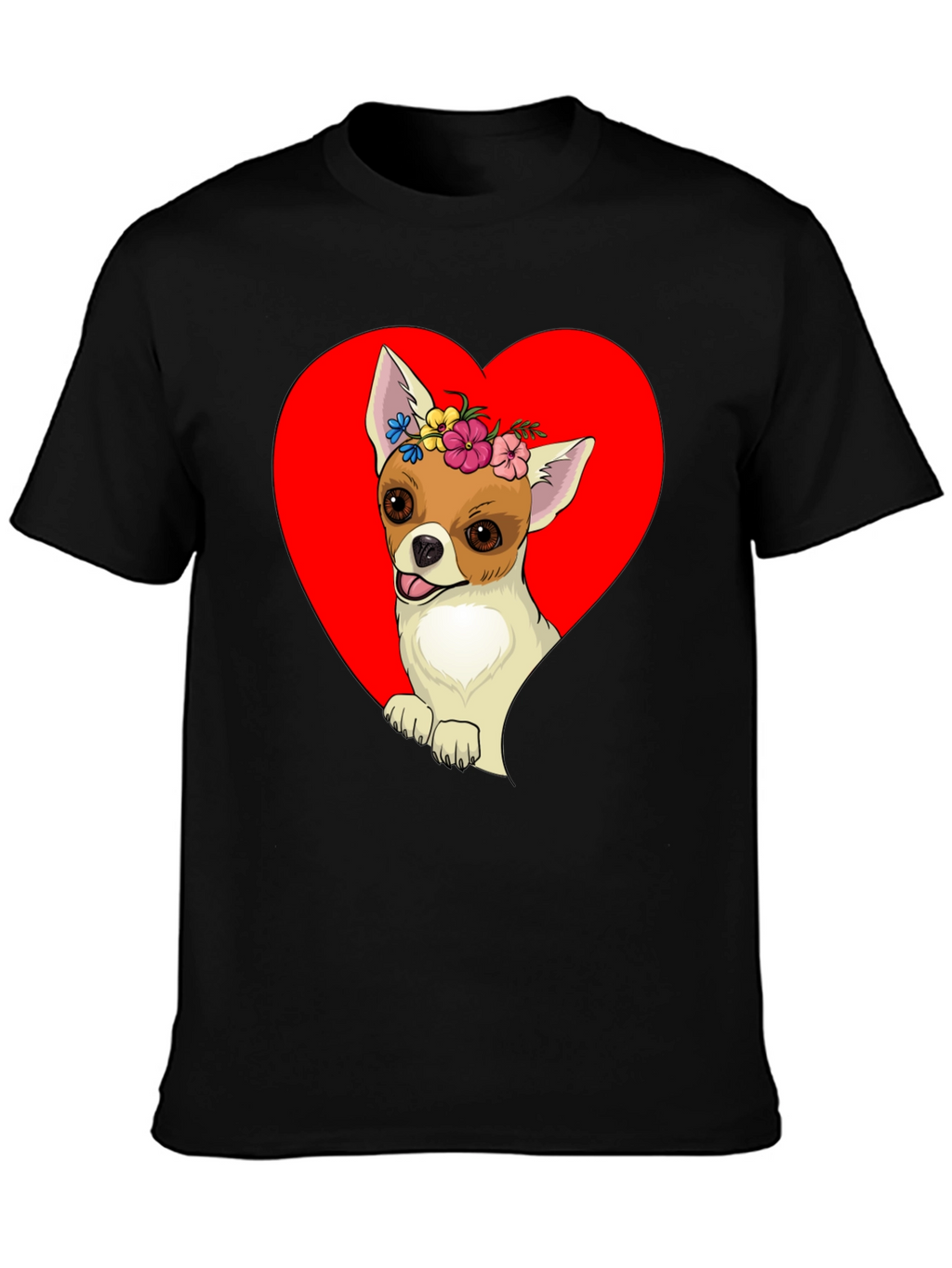 Chihuahua Heart Flower Crown Graphic Tee