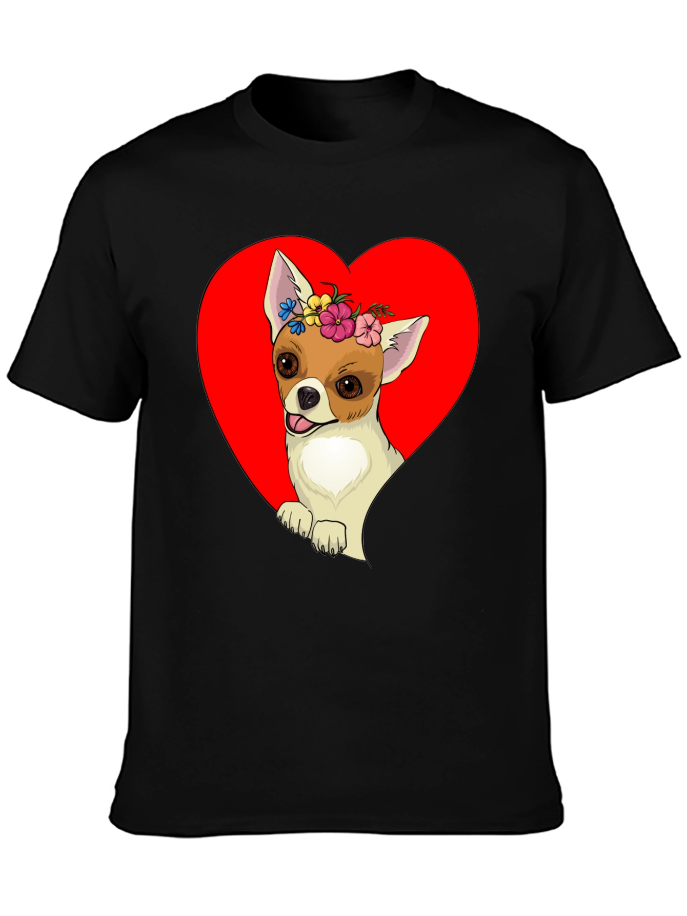 Chihuahua Heart Flower Crown Graphic Tee