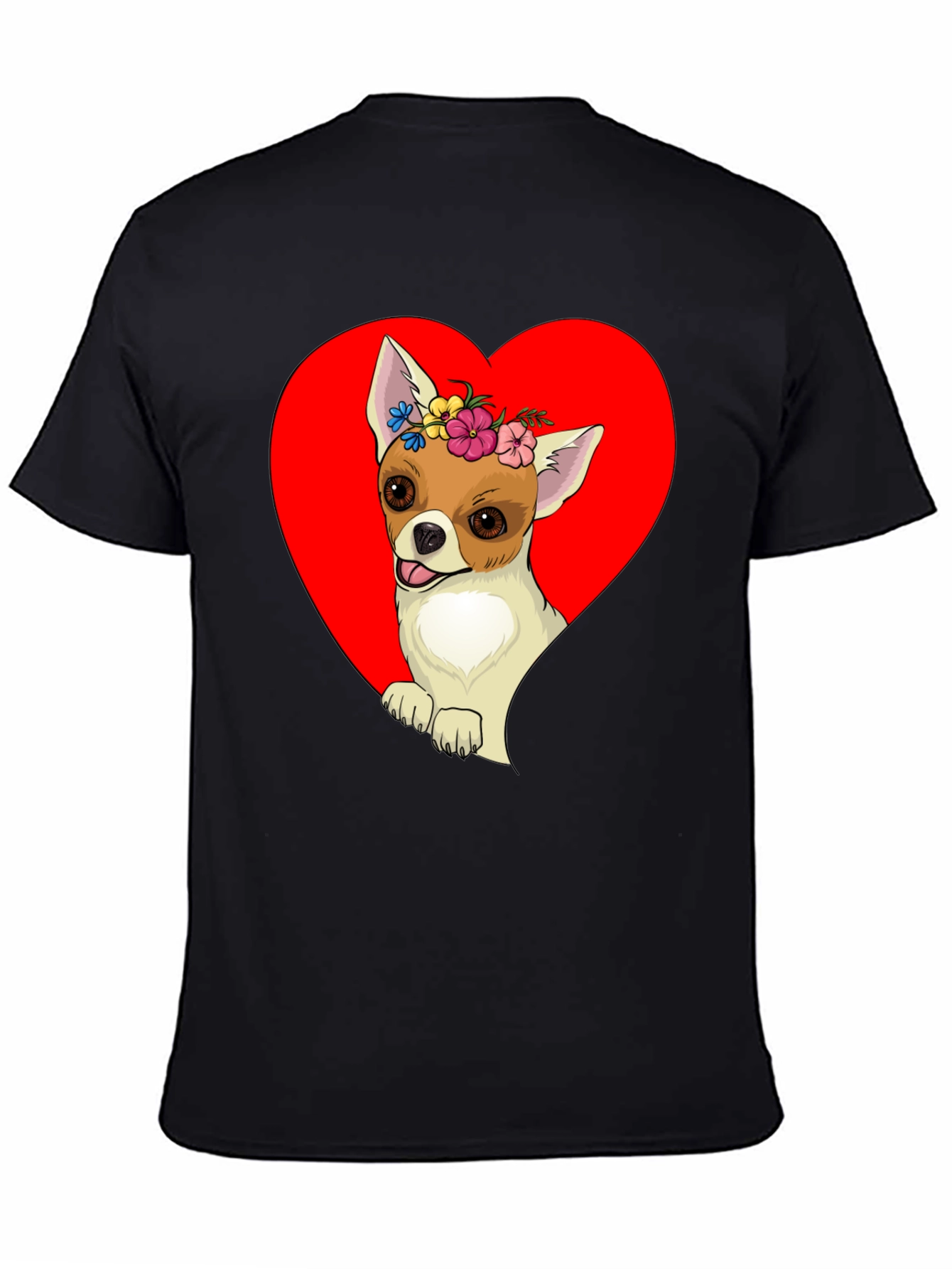 Chihuahua Heart Flower Crown Graphic Tee