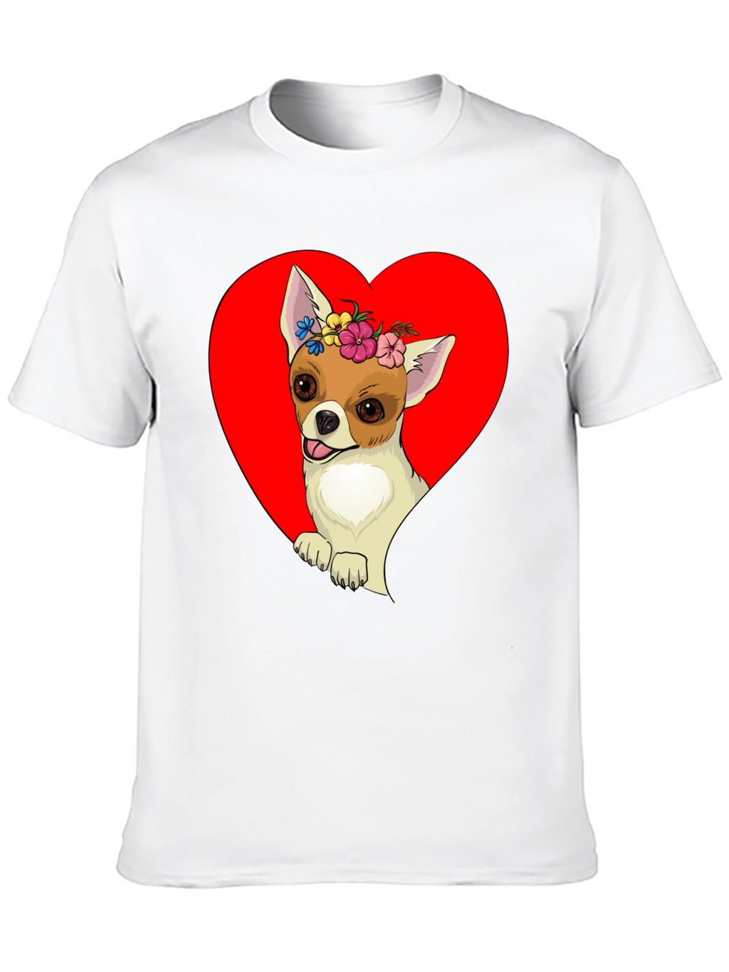 Chihuahua Heart Flower Crown Graphic Tee