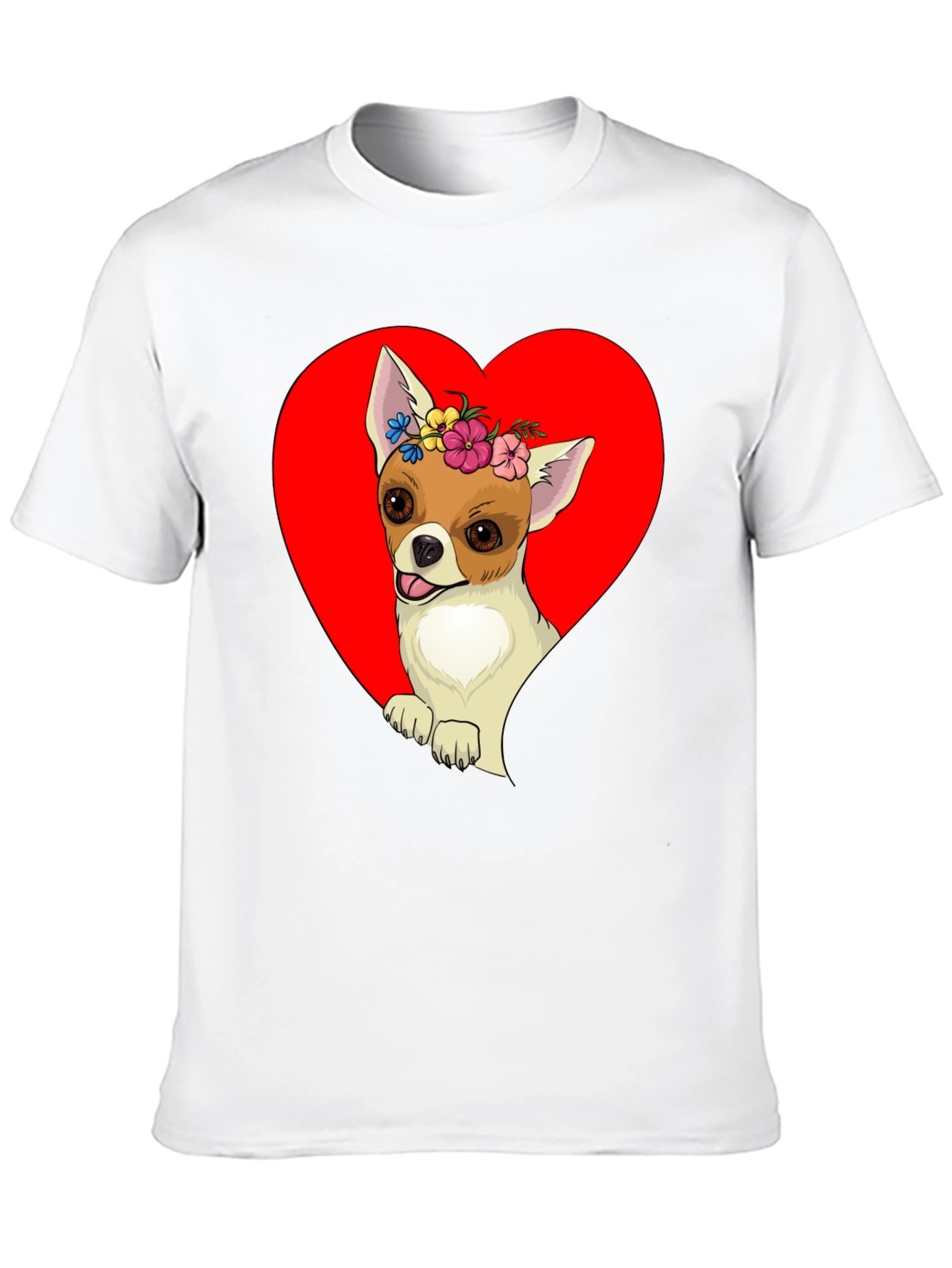 Chihuahua Heart Flower Crown Graphic Tee