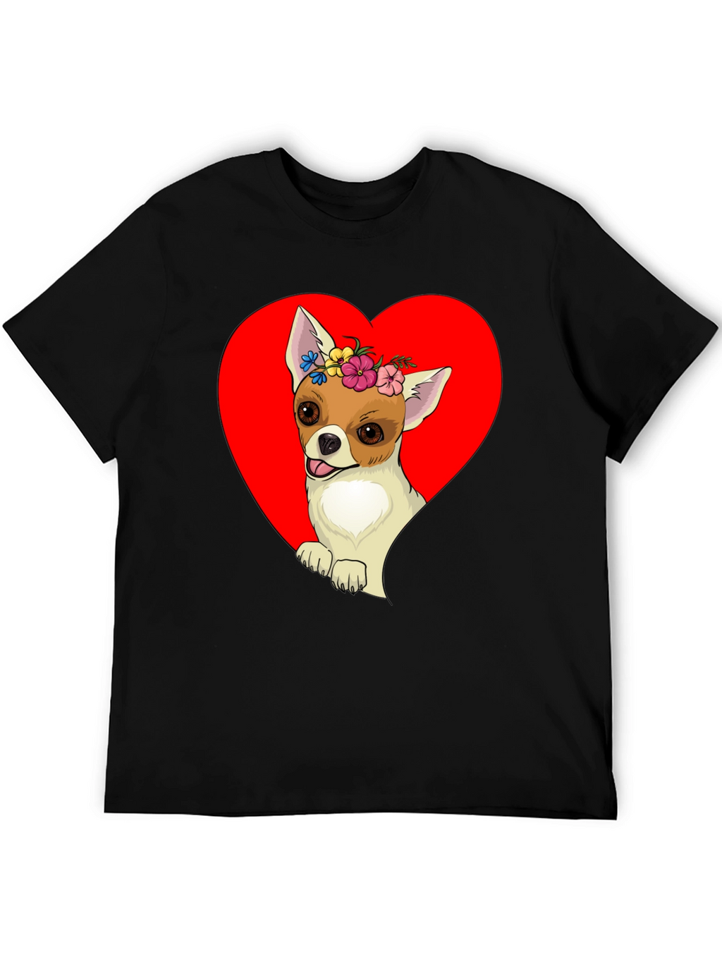 Chihuahua Heart Flower Crown Graphic Tee