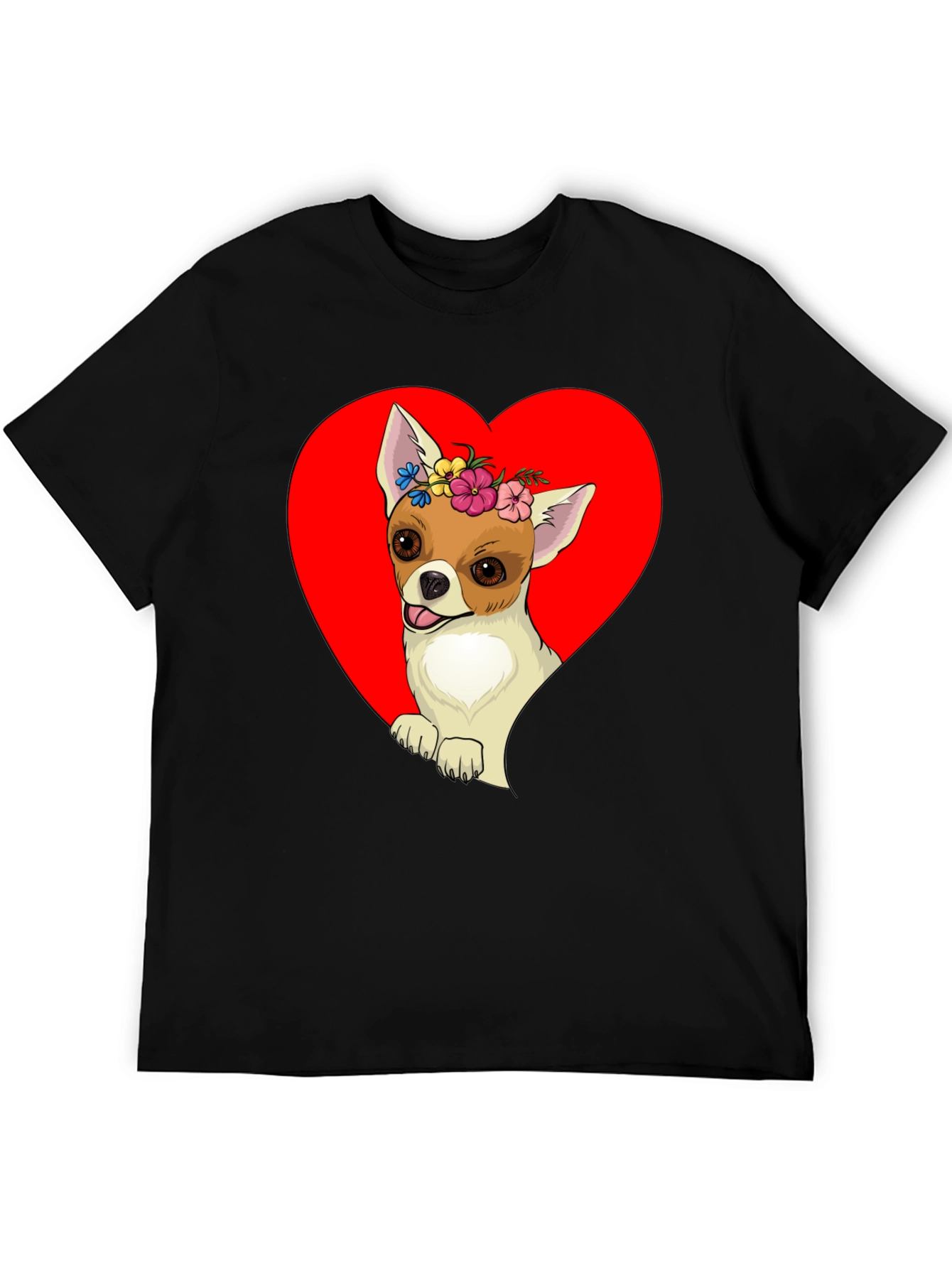 Chihuahua Heart Flower Crown Graphic Tee