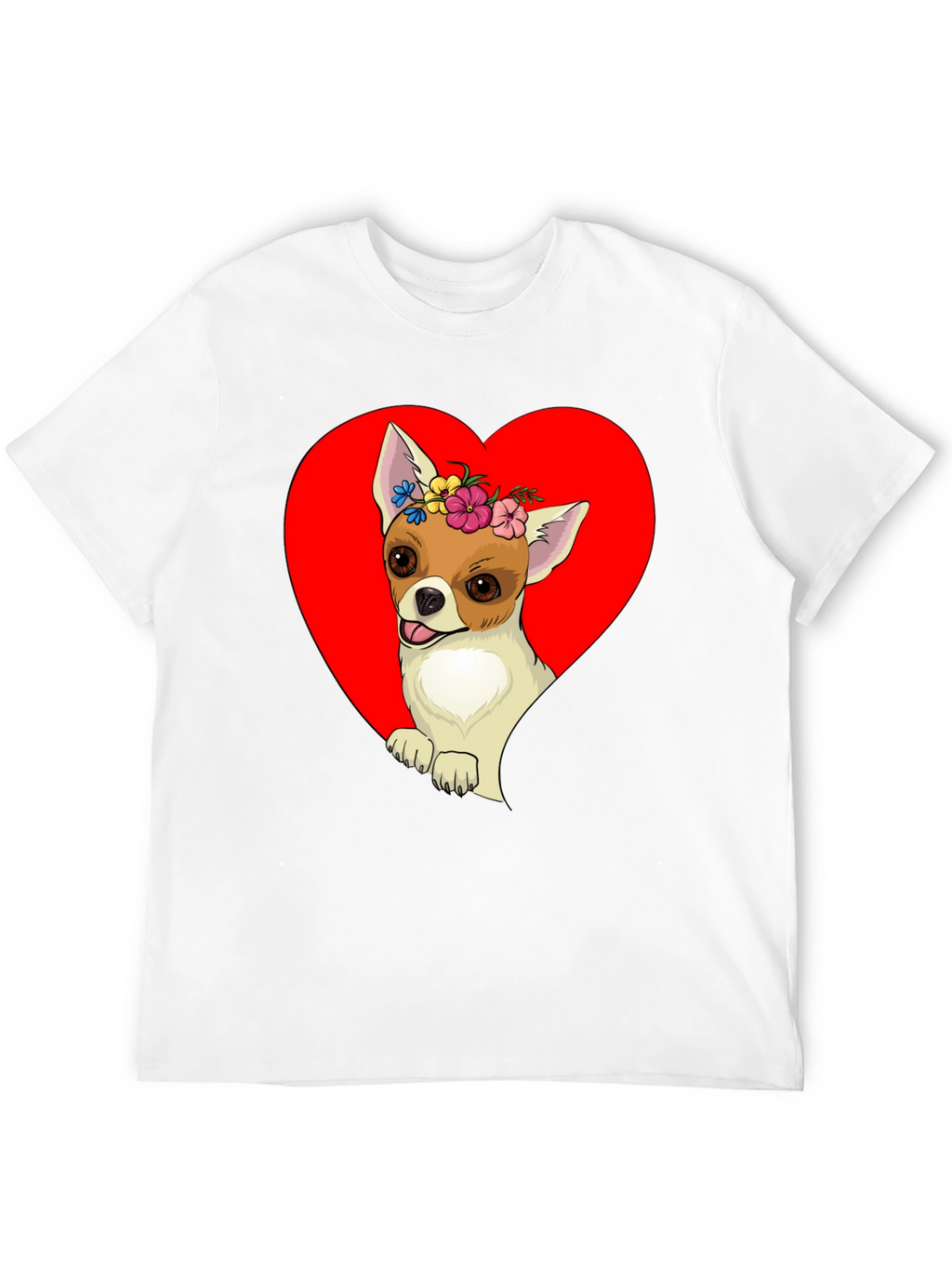 Chihuahua Heart Flower Crown Graphic Tee
