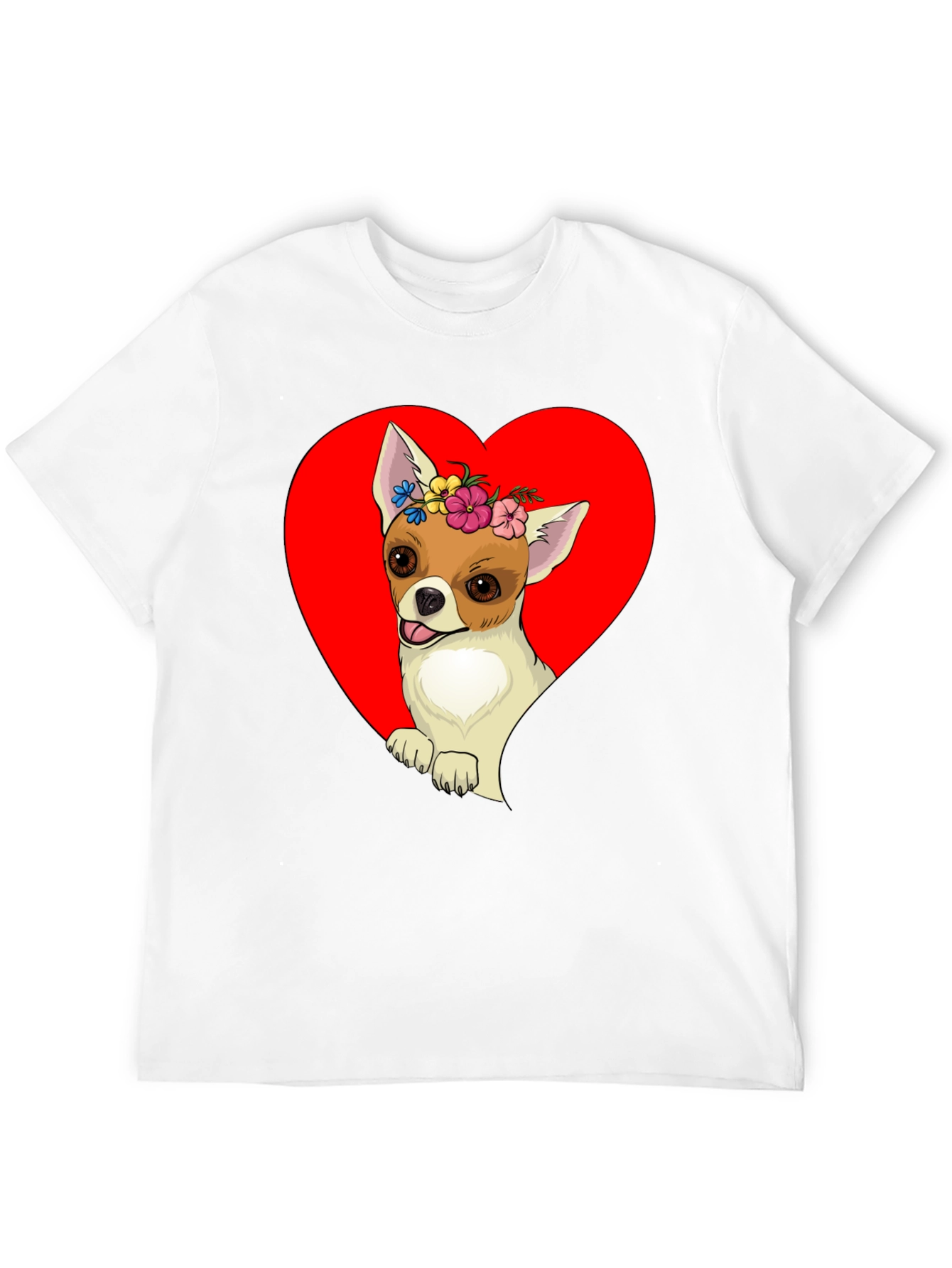 Chihuahua Heart Flower Crown Graphic Tee