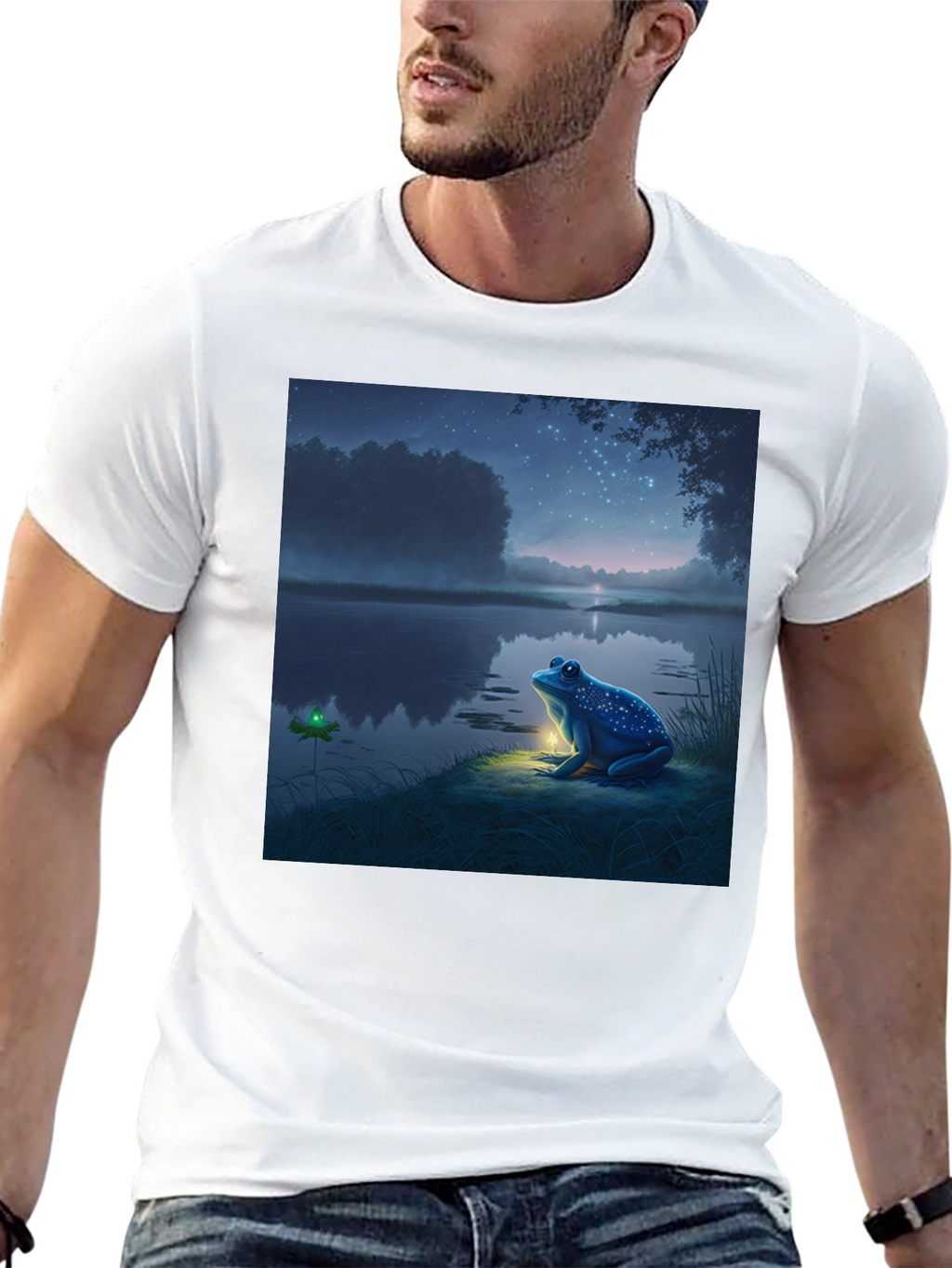 Night Frog Tee - Whimsical Graphic Print