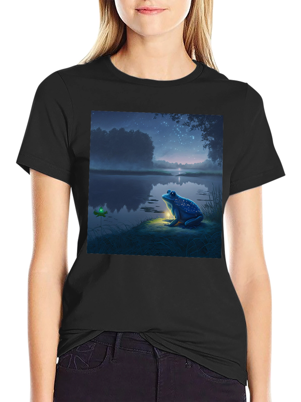 Night Frog Tee - Whimsical Graphic Print