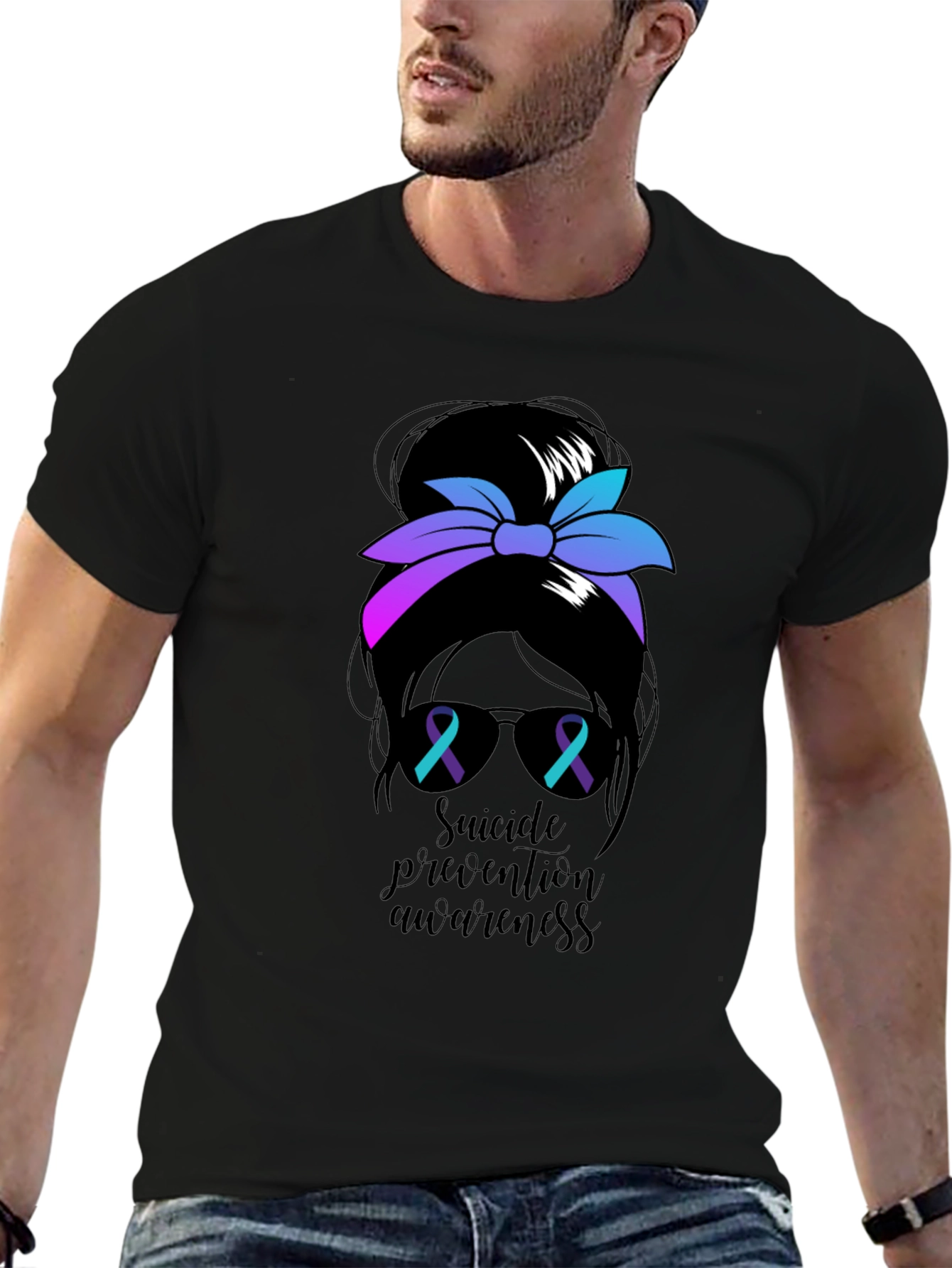 Suicide Prevention Messy Bun T-Shirt