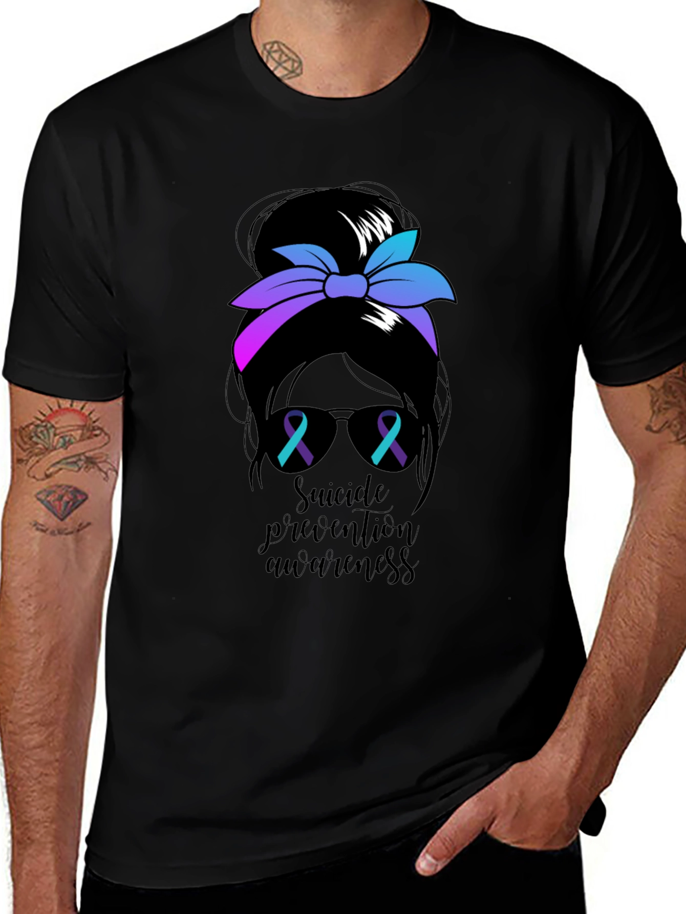 Suicide Prevention Messy Bun T-Shirt