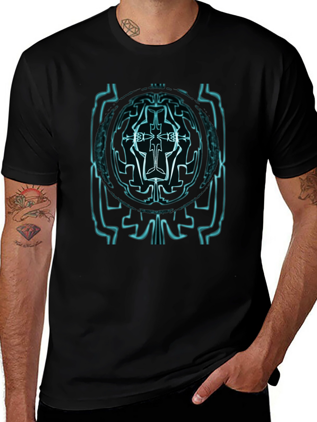 Cybernetic Glyph Graphic Tee - Black