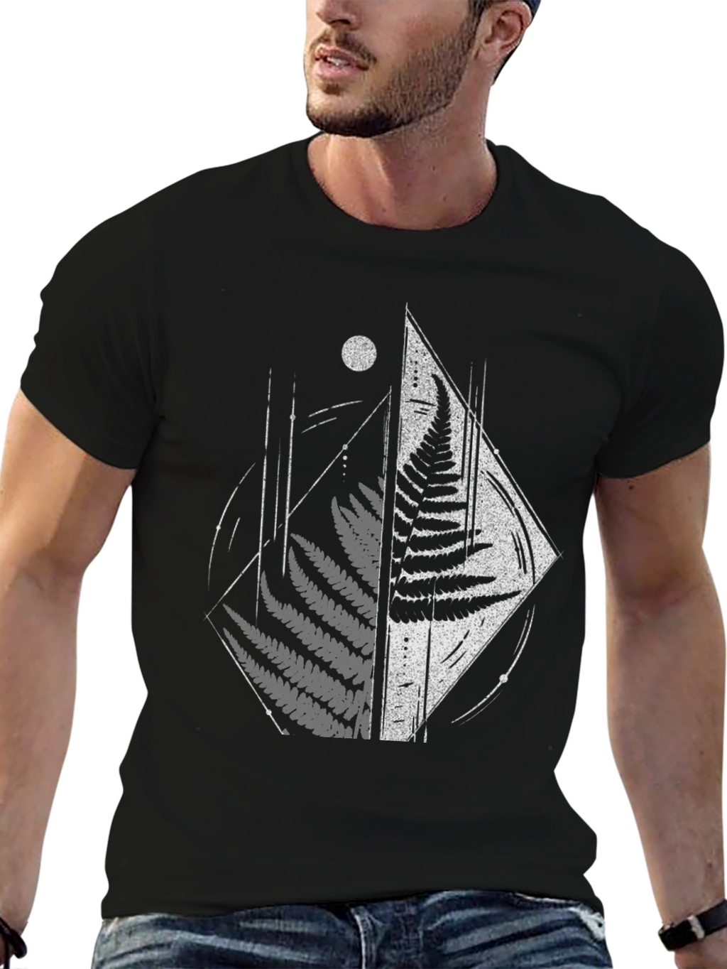 Fern Geometric Graphic Tee - Modern Nature Shirt