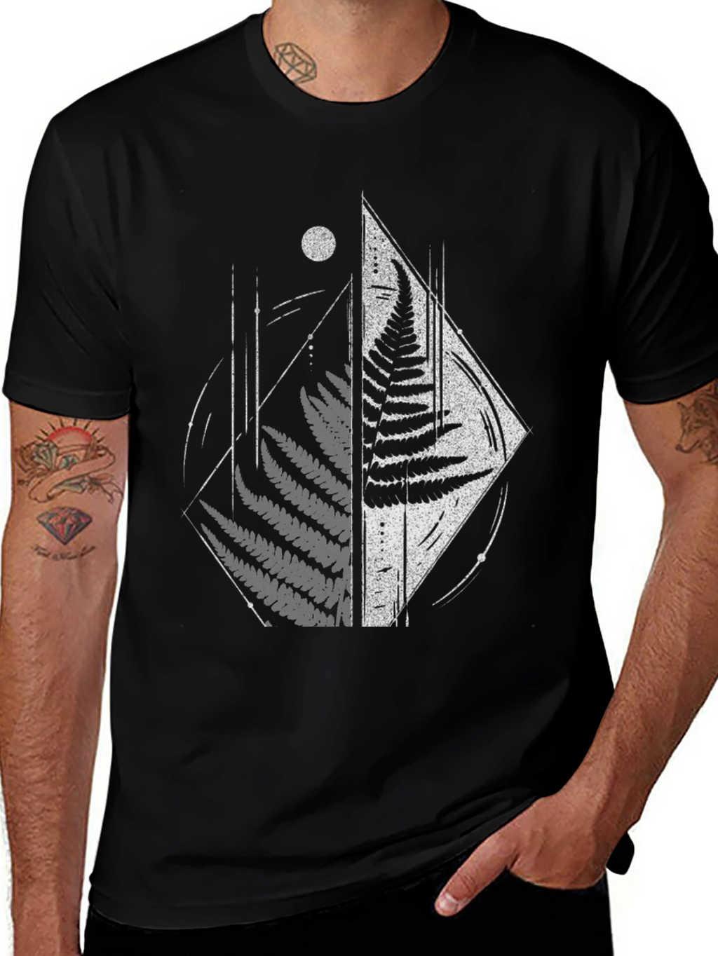 Fern Geometric Graphic Tee - Modern Nature Shirt