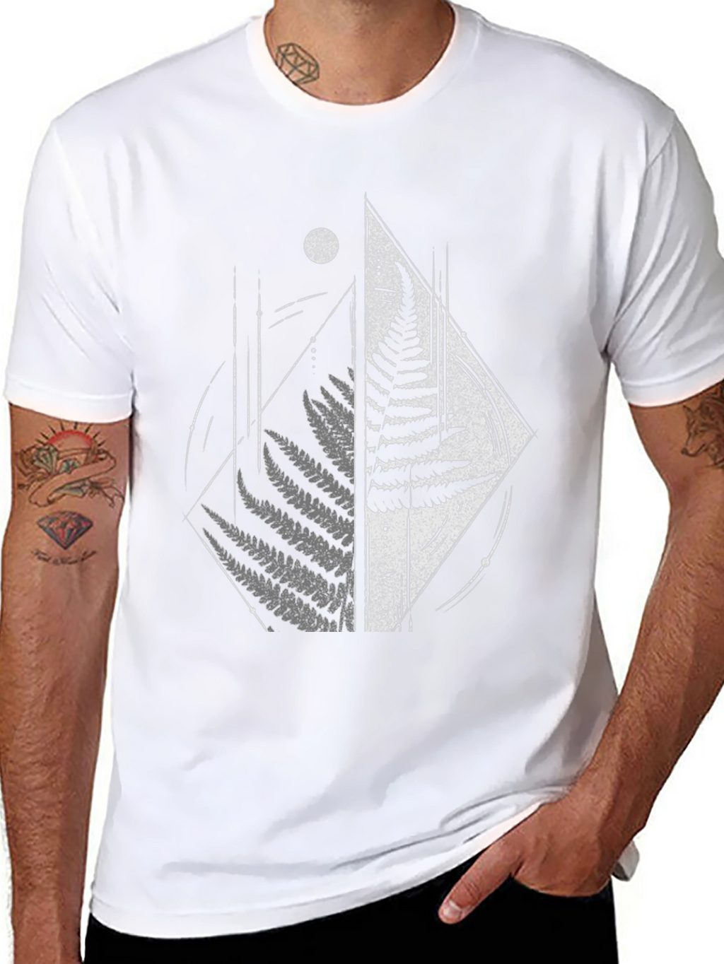 Fern Geometric Graphic Tee - Modern Nature Shirt