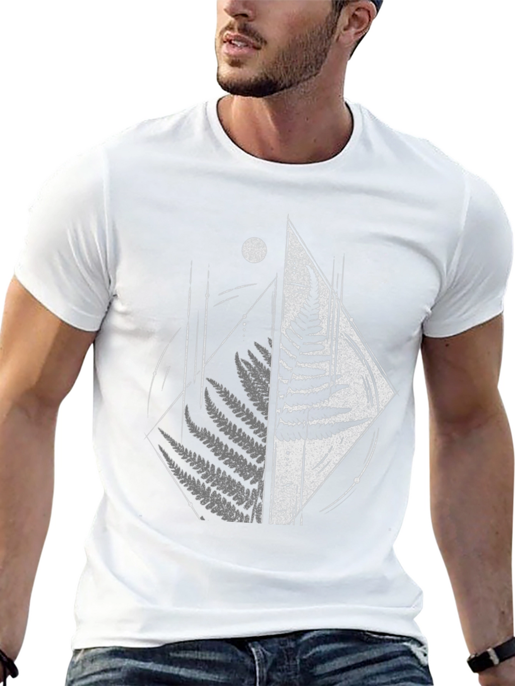 Fern Geometric Graphic Tee - Modern Nature Shirt