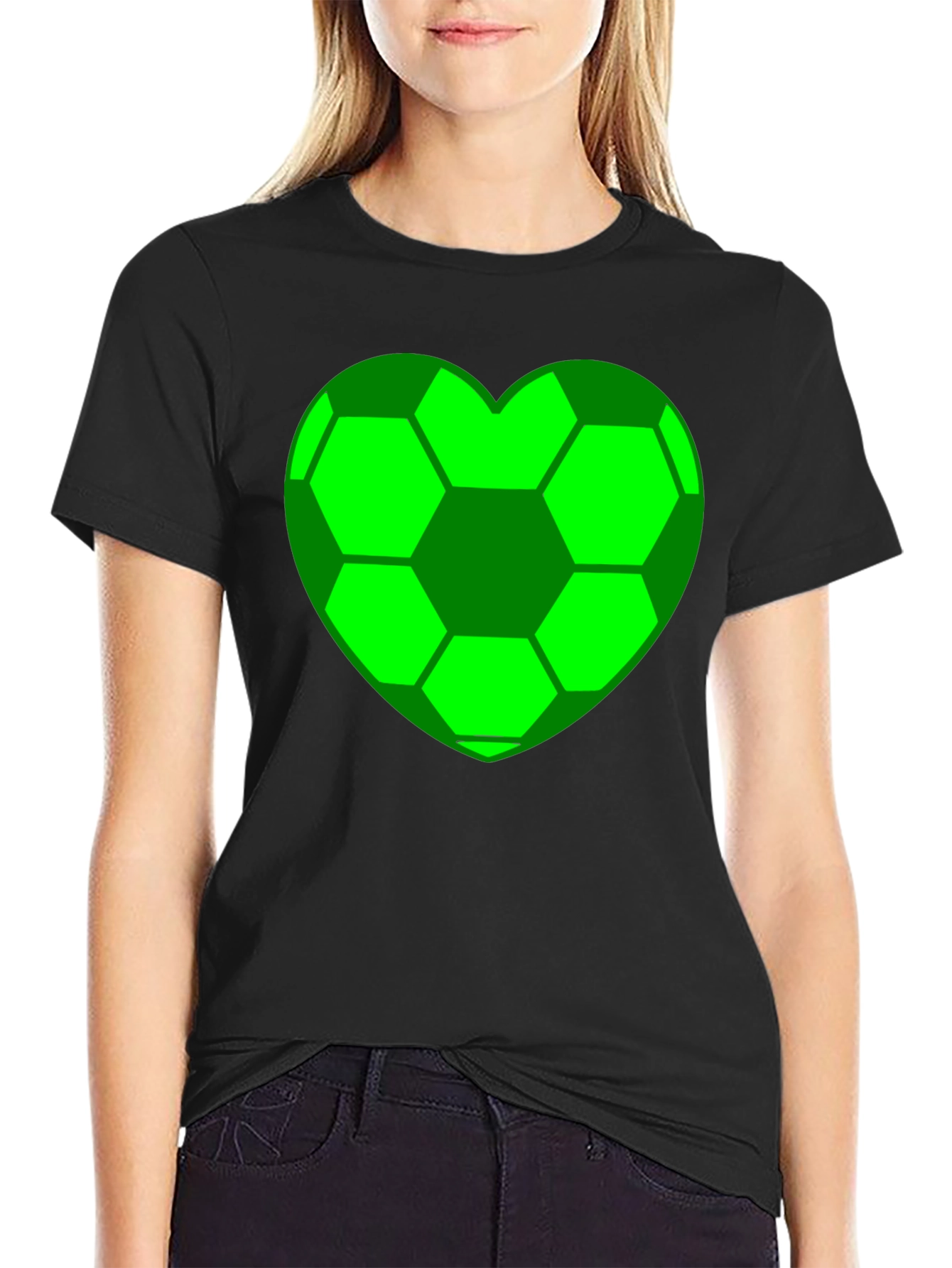Soccer Heart T-Shirt - Black Cotton Tee