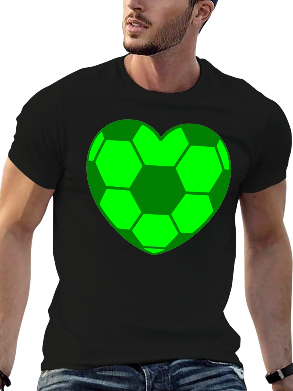 Soccer Heart T-Shirt - Black Cotton Tee