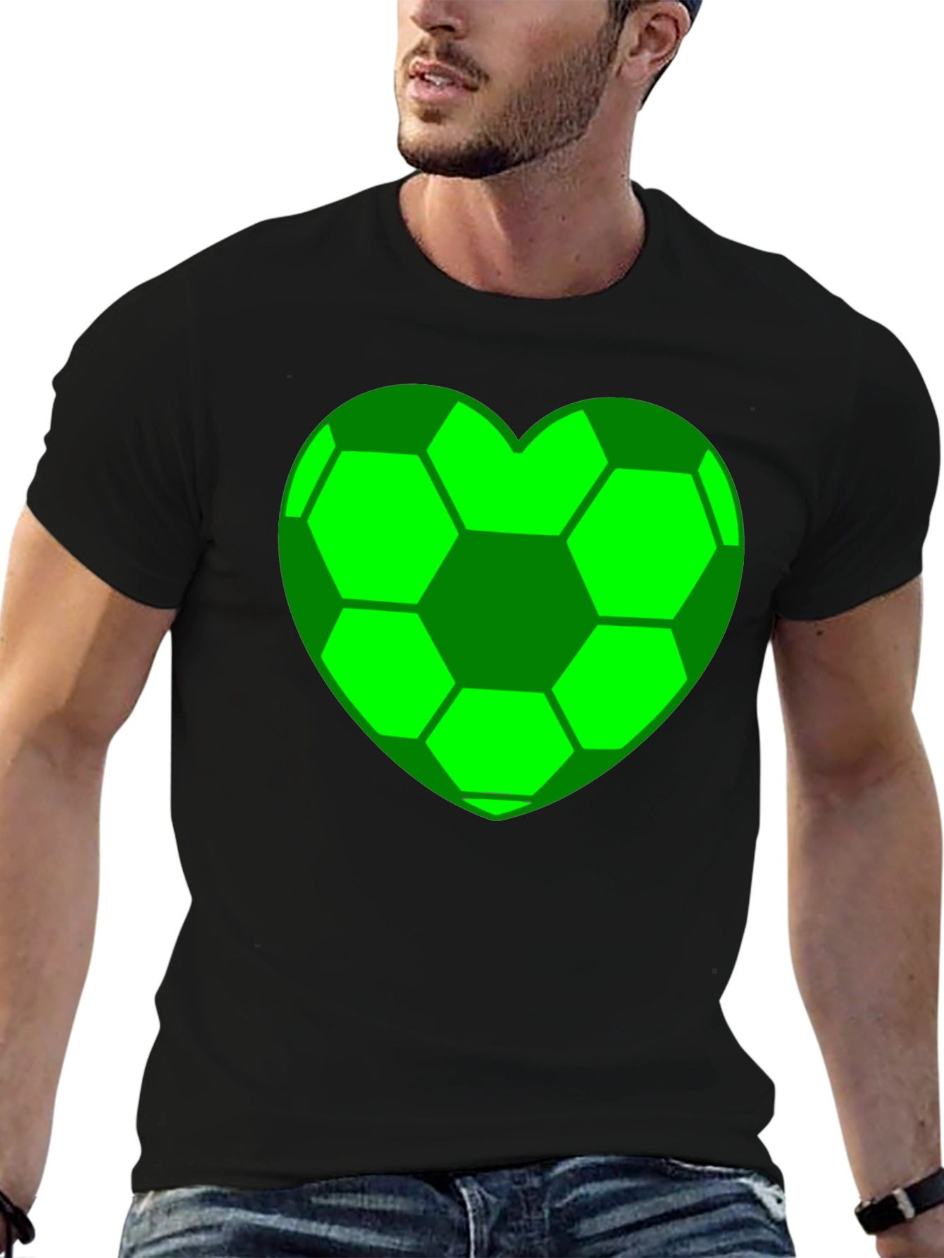 Soccer Heart T-Shirt - Black Cotton Tee