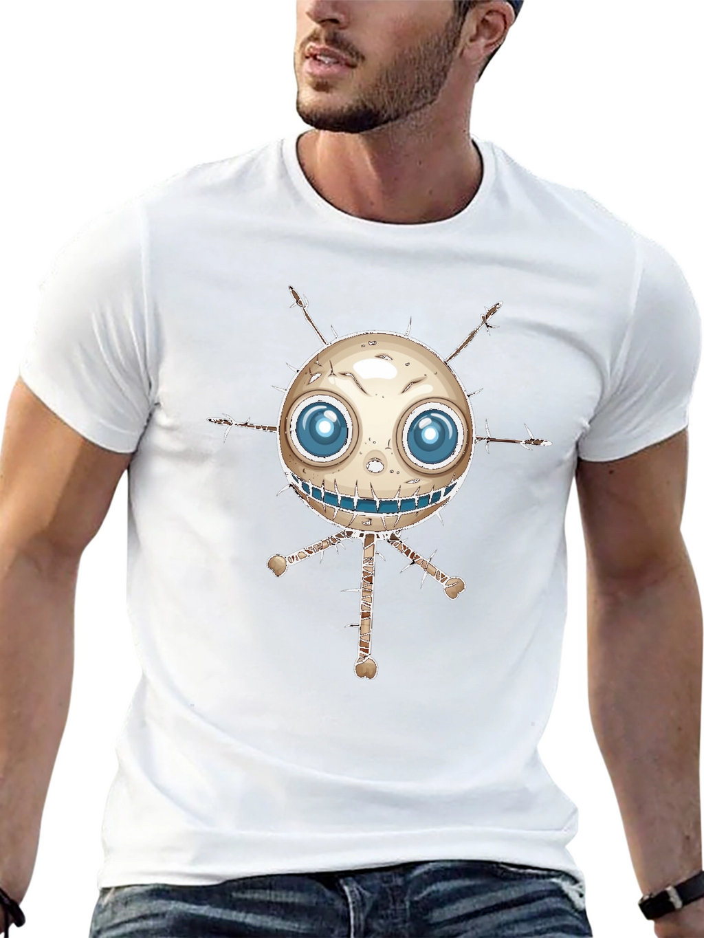 Spooky Cartoon Character Black T-Shirt