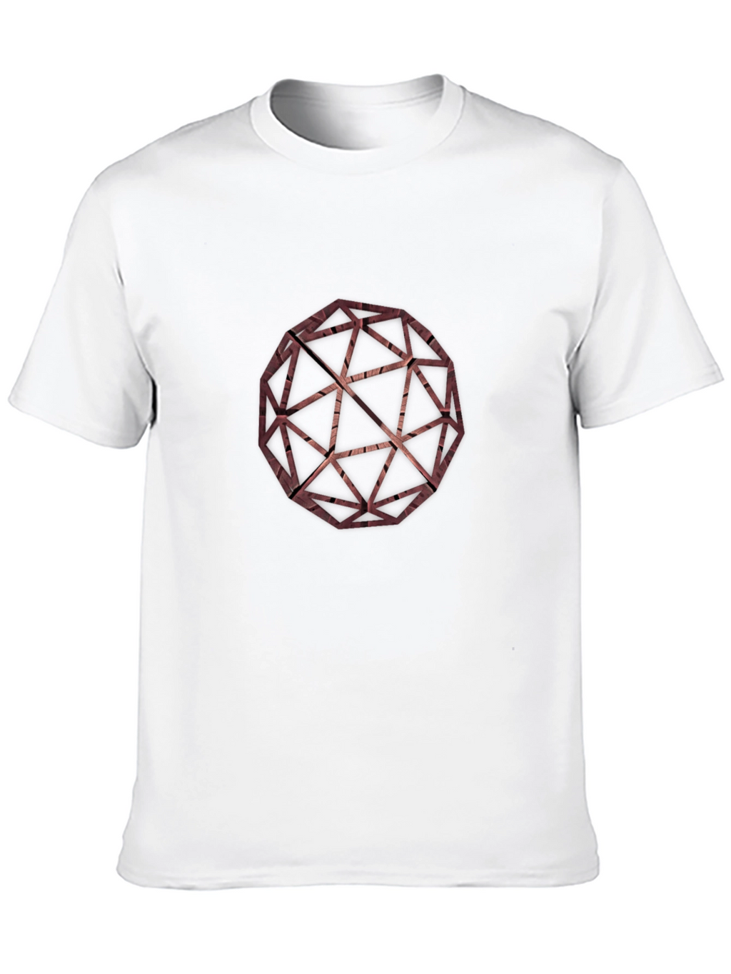 Geometric Wooden Sphere Graphic Tee - Modern Style