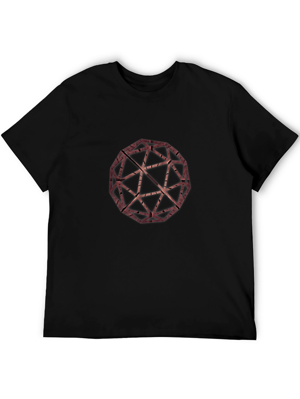 Geometric Wooden Sphere Graphic Tee - Modern Style