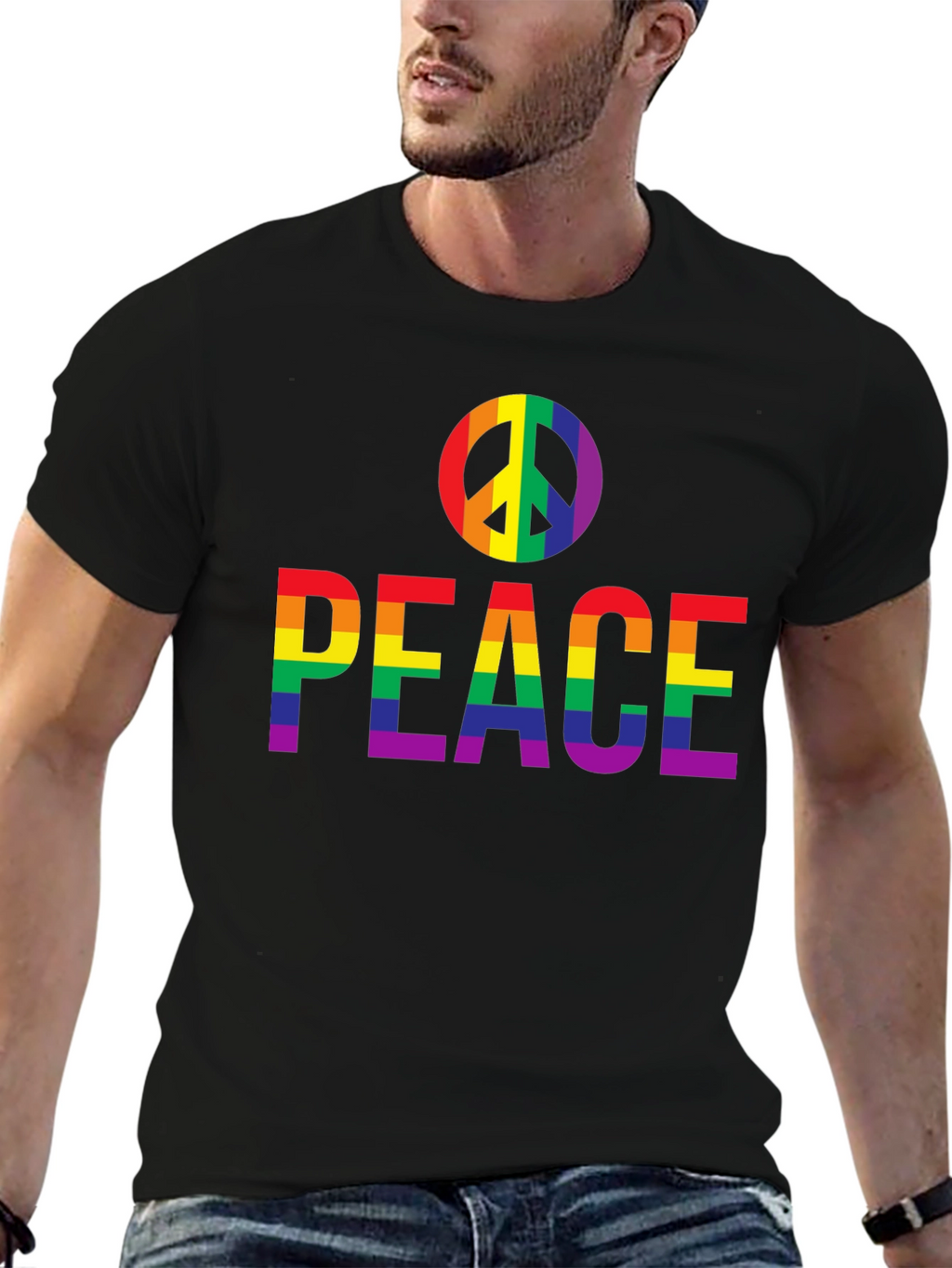 Peace Rainbow Pride T-Shirt - Black