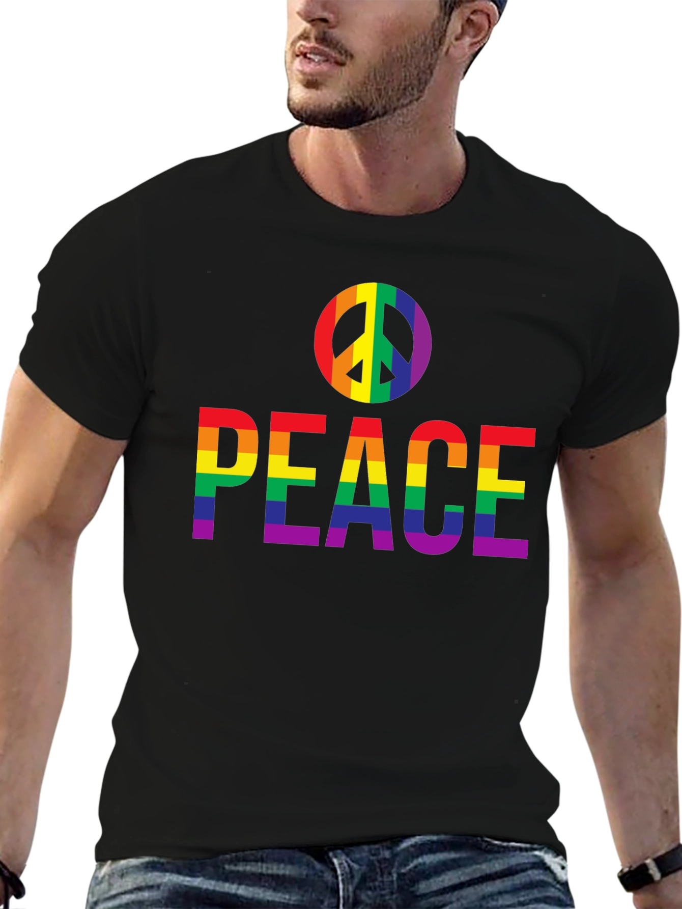 Peace Rainbow Pride T-Shirt - Black