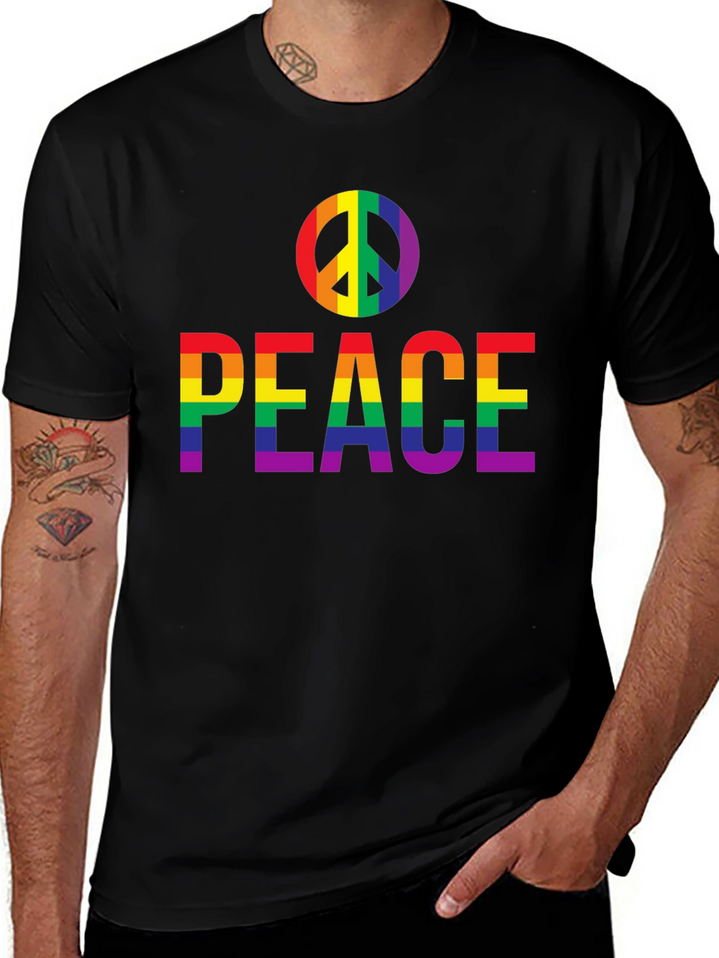 Peace Rainbow Pride T-Shirt - Black