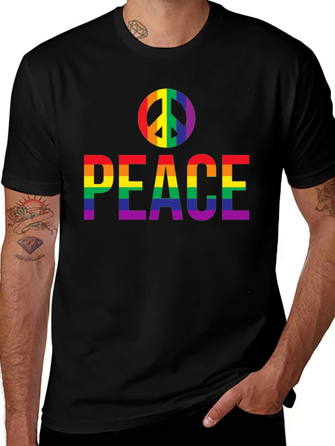 Peace Rainbow Pride T-Shirt - Black