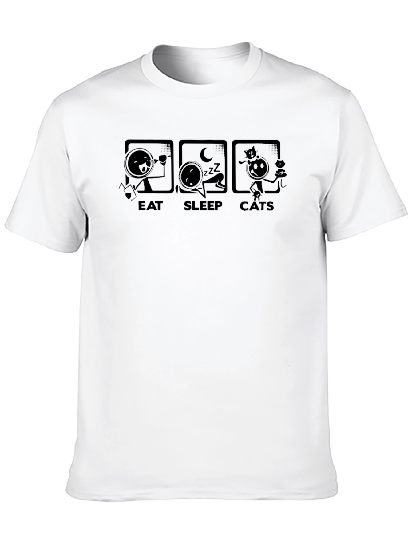Eat Sleep Cats Black T-Shirt