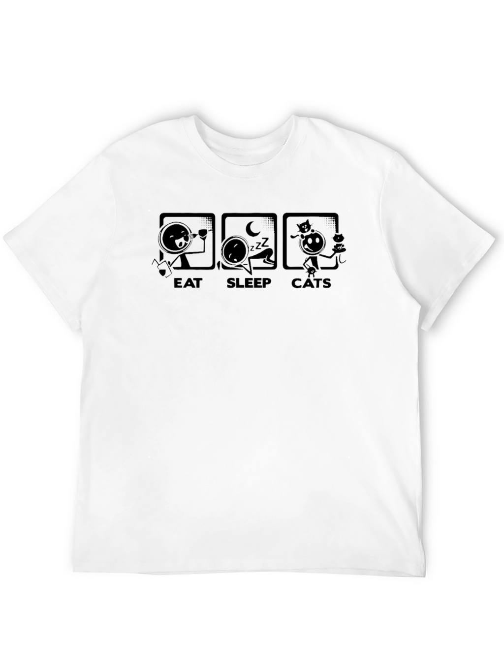 Eat Sleep Cats Black T-Shirt