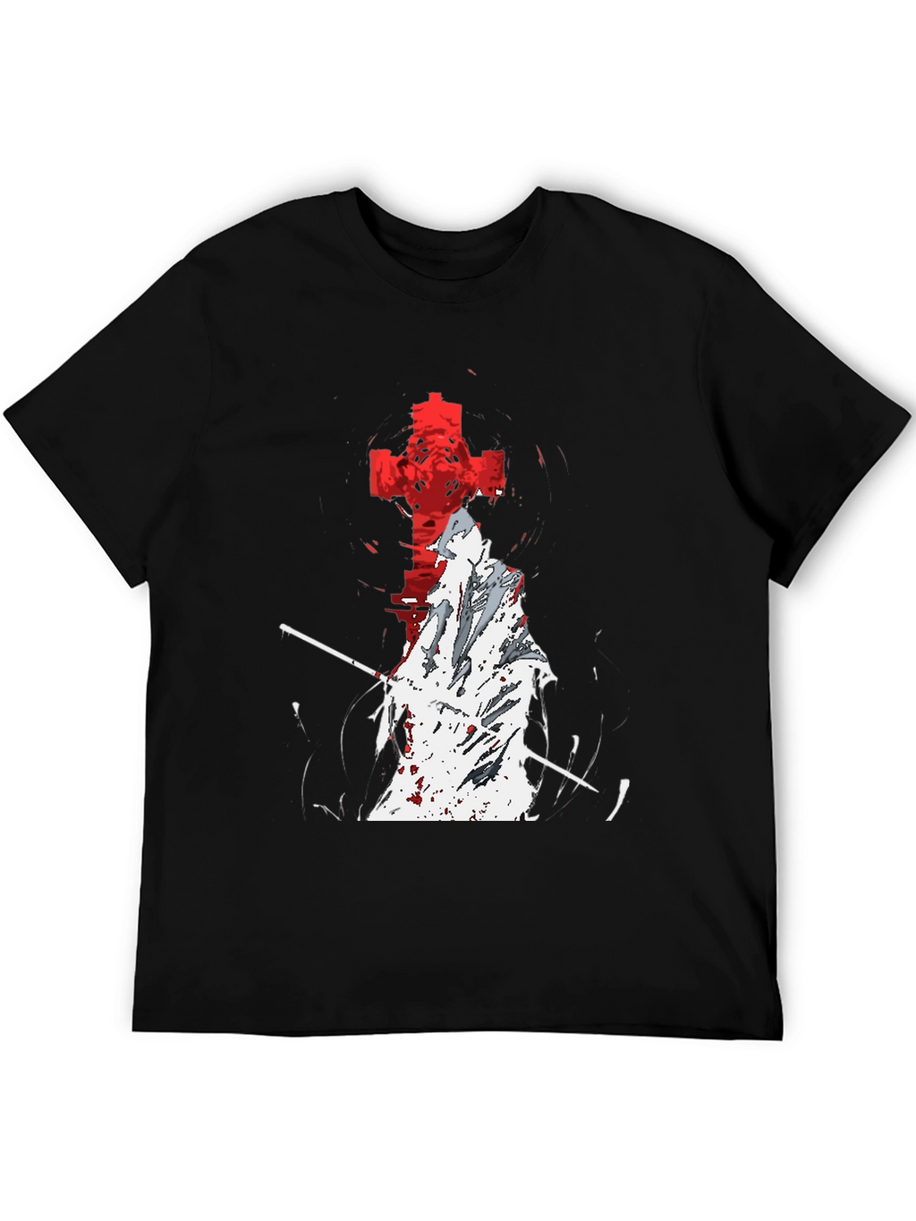 Grim Reaper Cross Graphic T-Shirt - Black